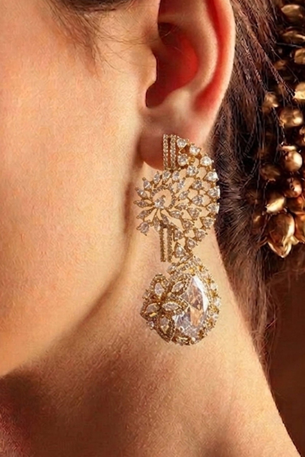 Buy Gold Polki Chand Drop Earring for women by Inko & Co online available at scrollnshops