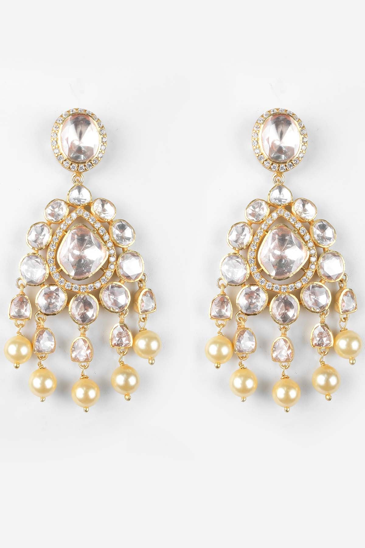 Gold Polki Dangler Earrings