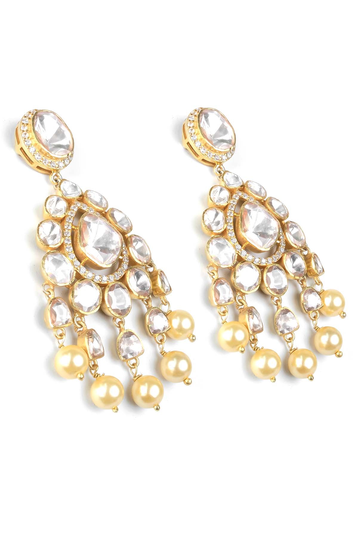 Gold Polki Dangler Earrings