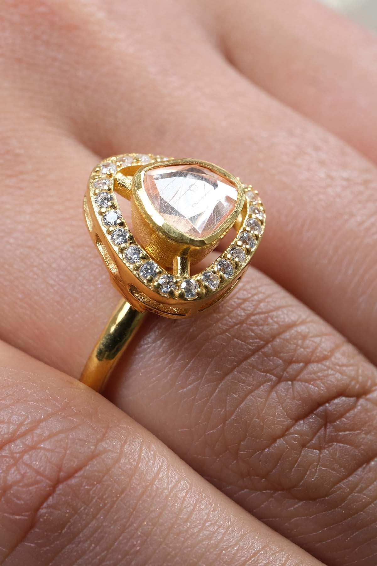 Sica Gold Primrose Embellished Ring for jewellery online at ScrollnShops