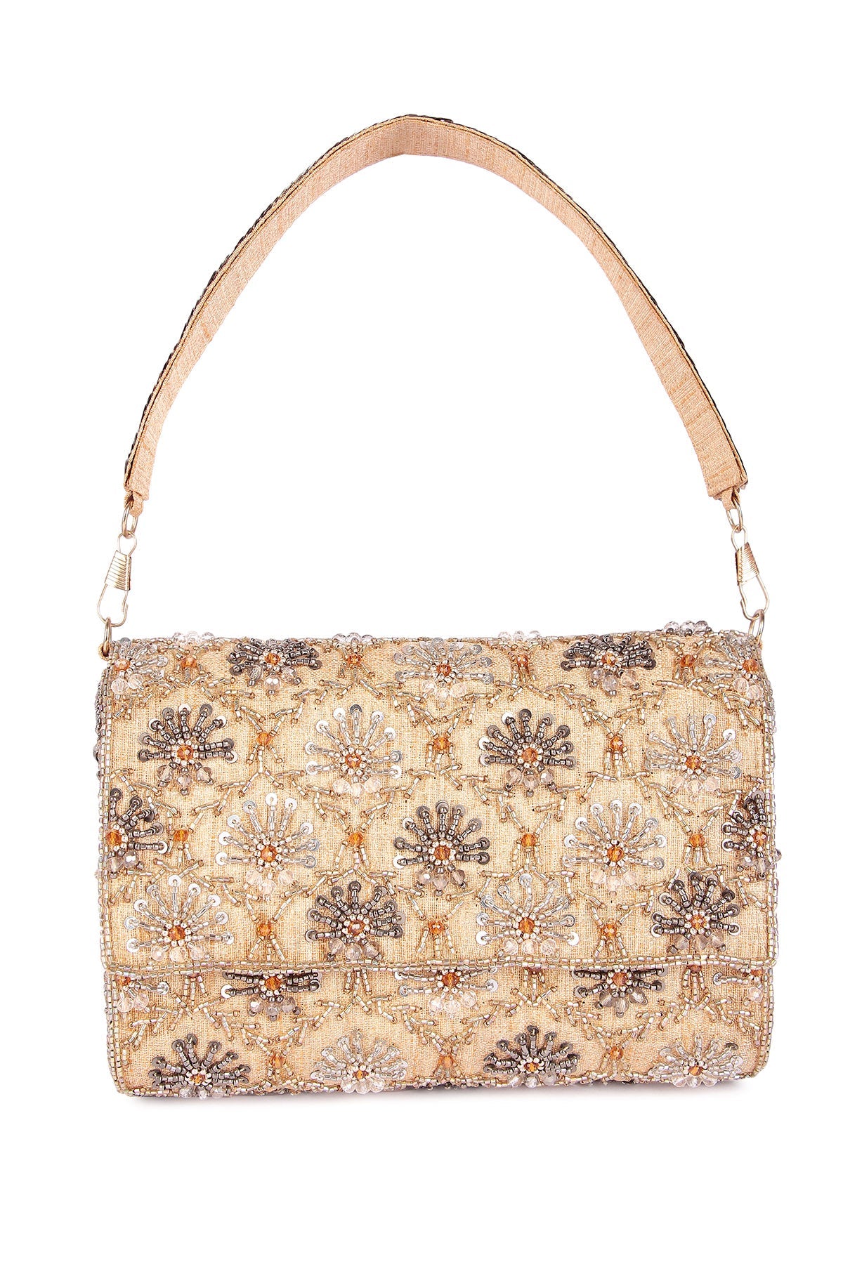 Buy Gold Raw Silk Bead Work Clutch for women by the Purple sack online available at scrollnshops