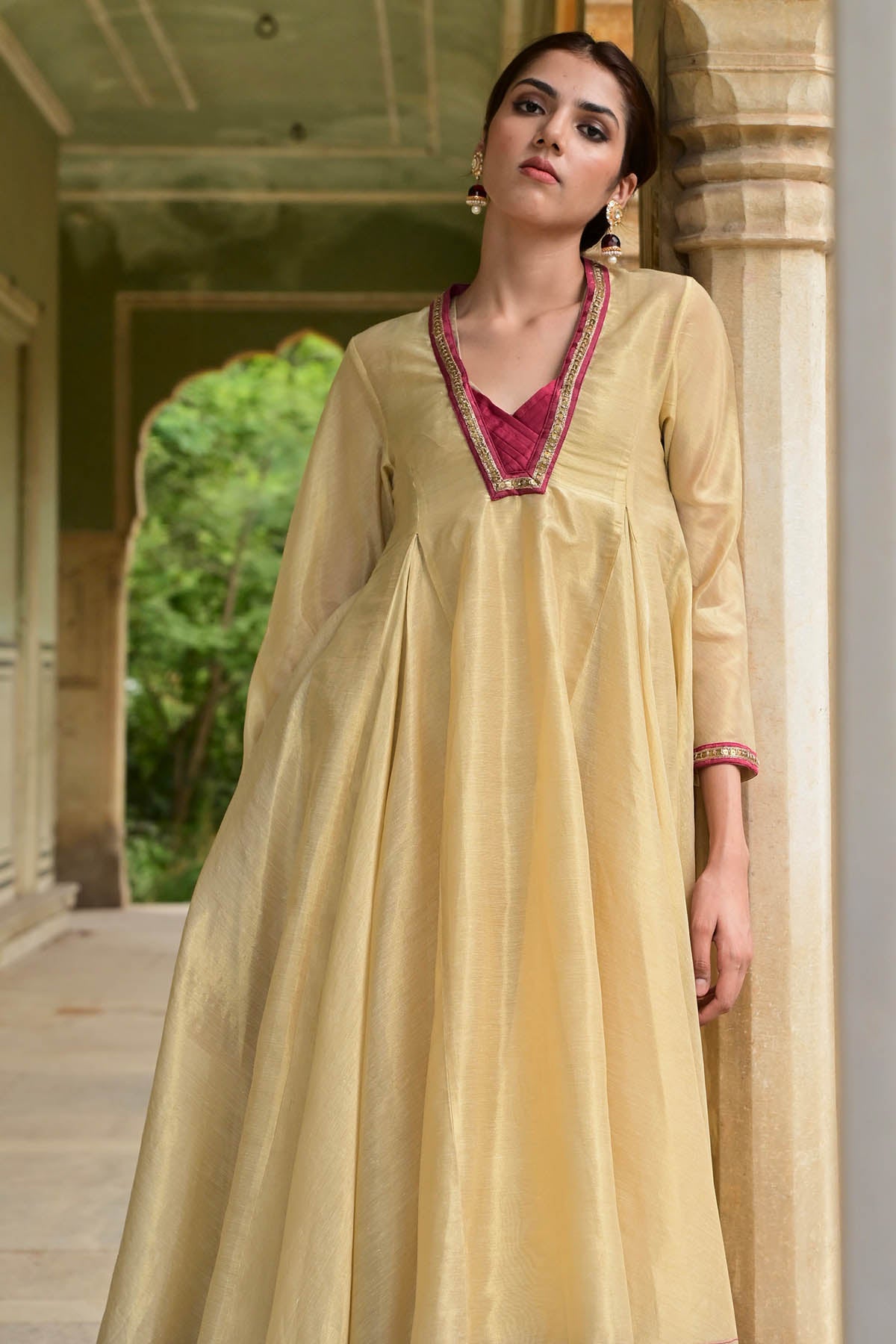 Gold & Red Zardozi Anarkali Set