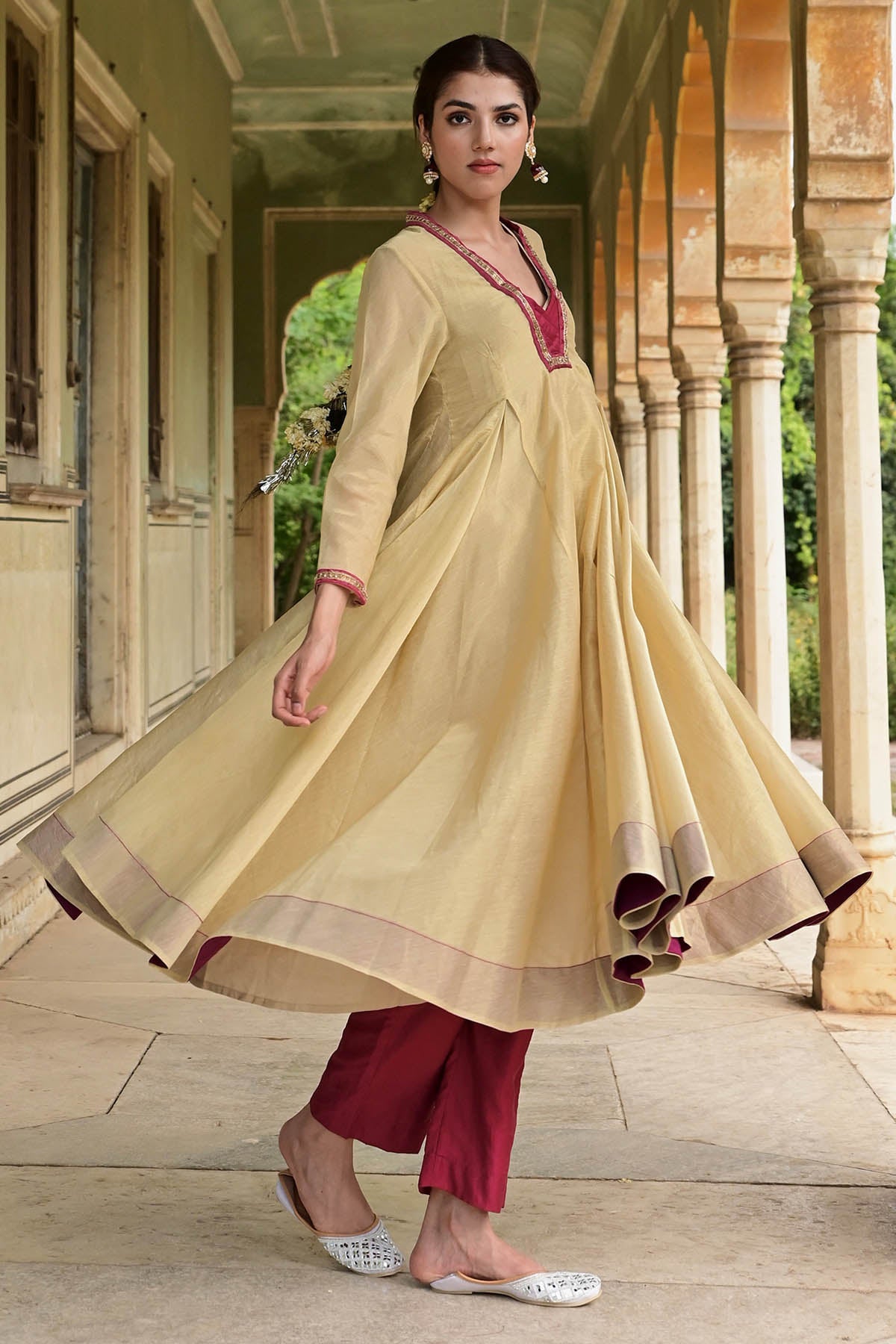 Gold & Red Zardozi Anarkali Set