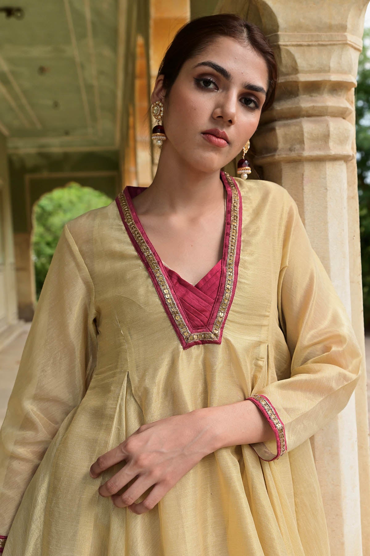 Gold & Red Zardozi Anarkali Set