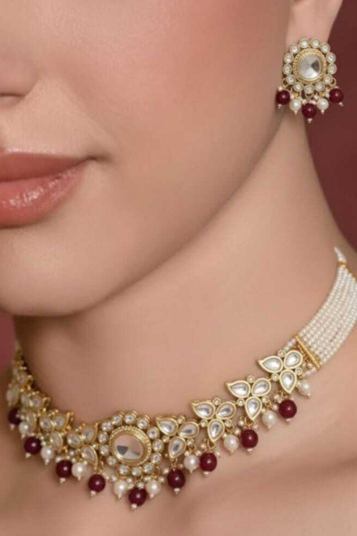 Buy Gold Regal Ruby Jewellery Set for women by Beauty Spot Jewellery online available at scrollnshops