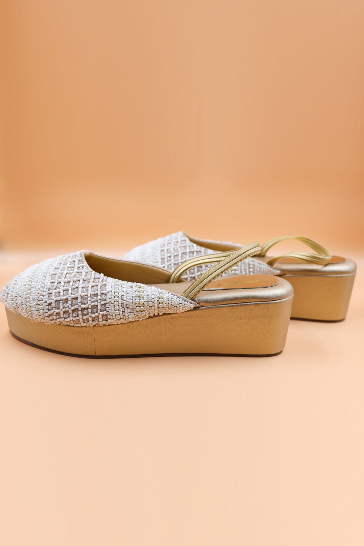 Gold Rexine Thread Work Wedges