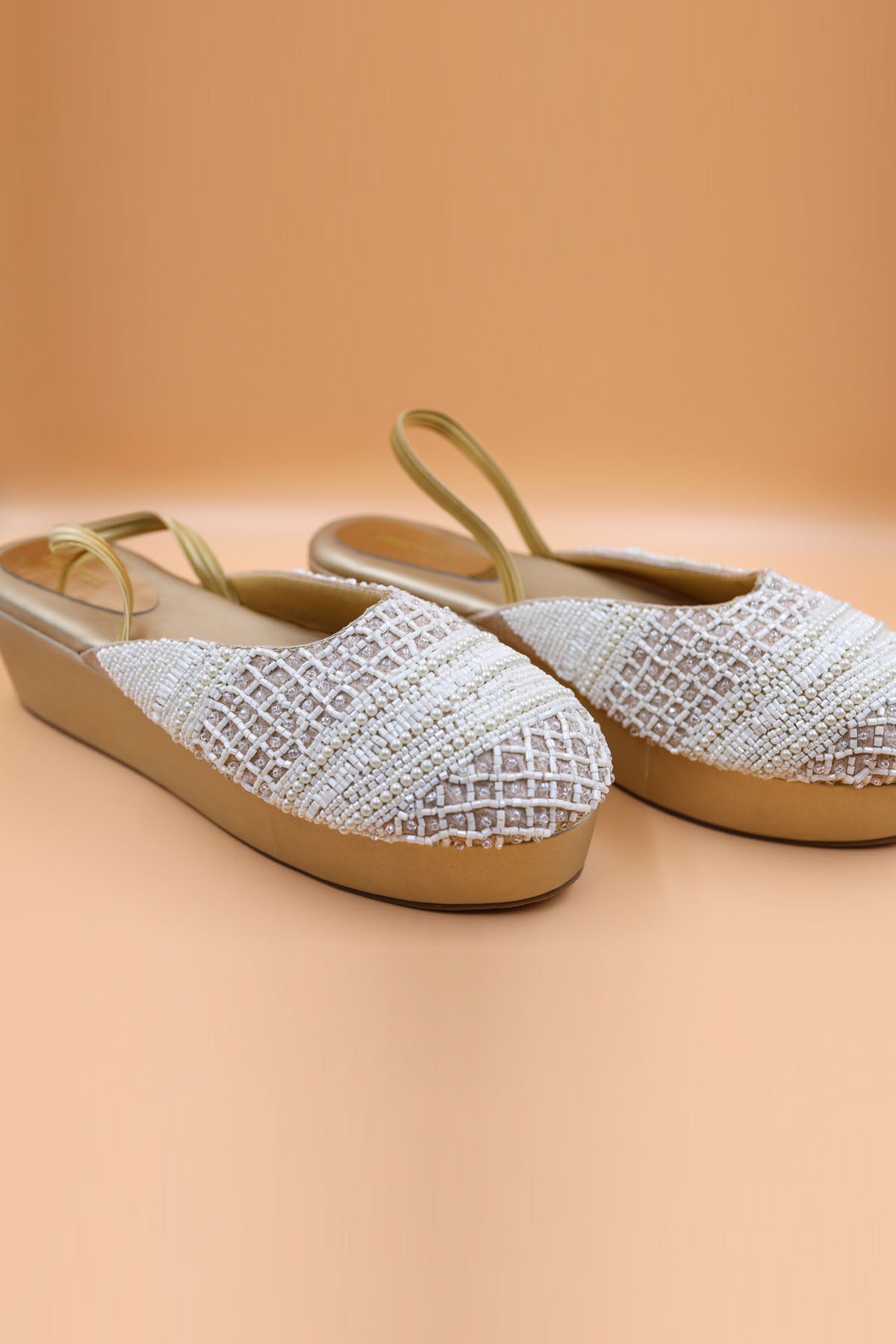 Gold Rexine Thread Work Wedges