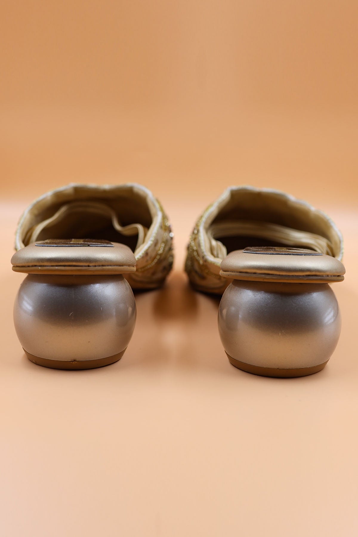Gold Rexine Zardosi Work Mules