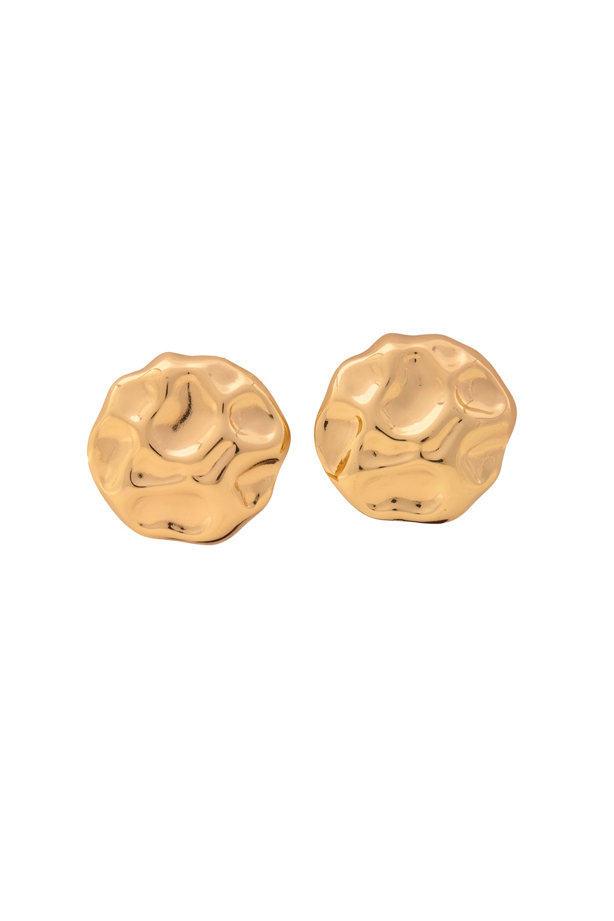 Gold Round Copper Stud Earrings