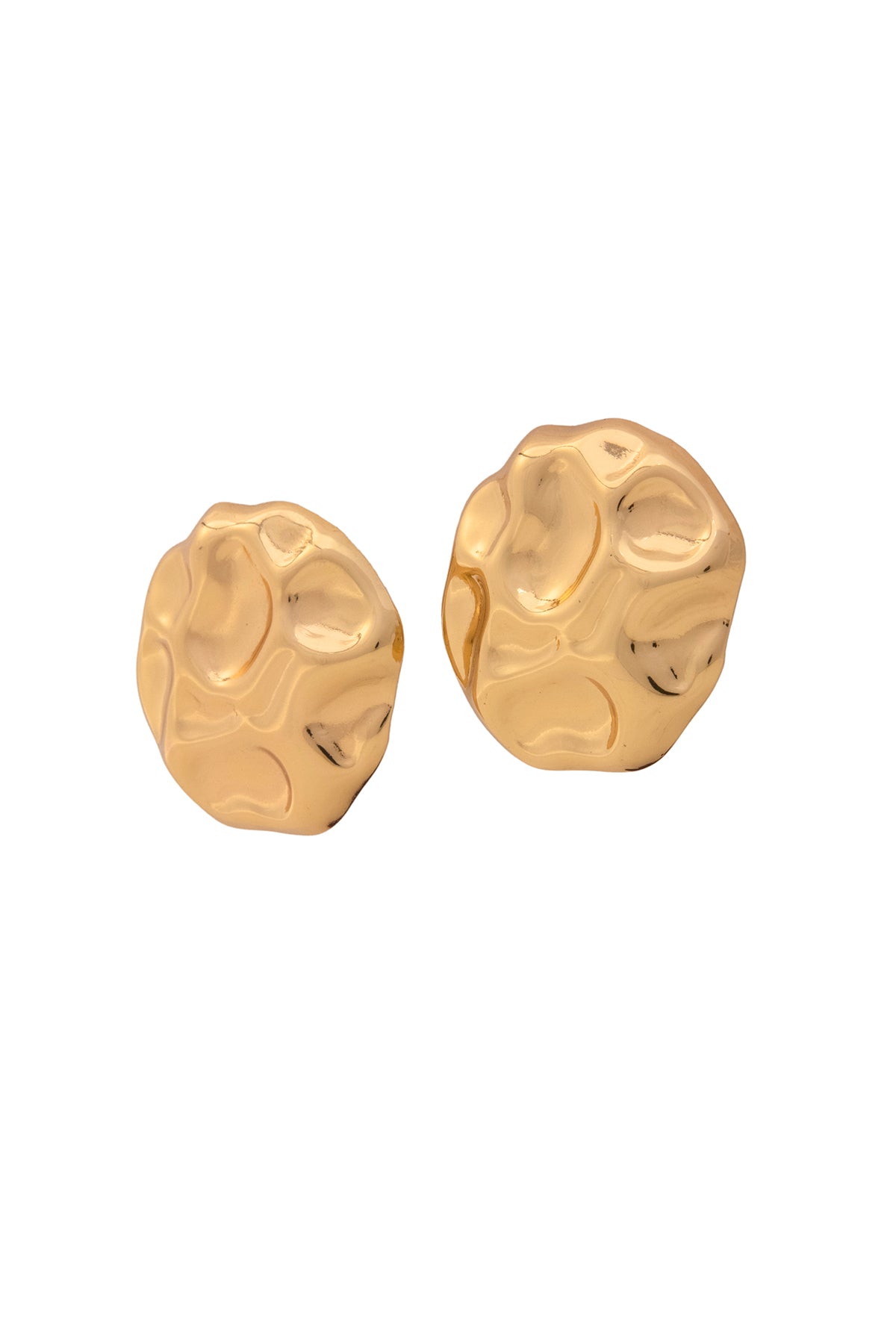 Gold Round Copper Stud Earrings
