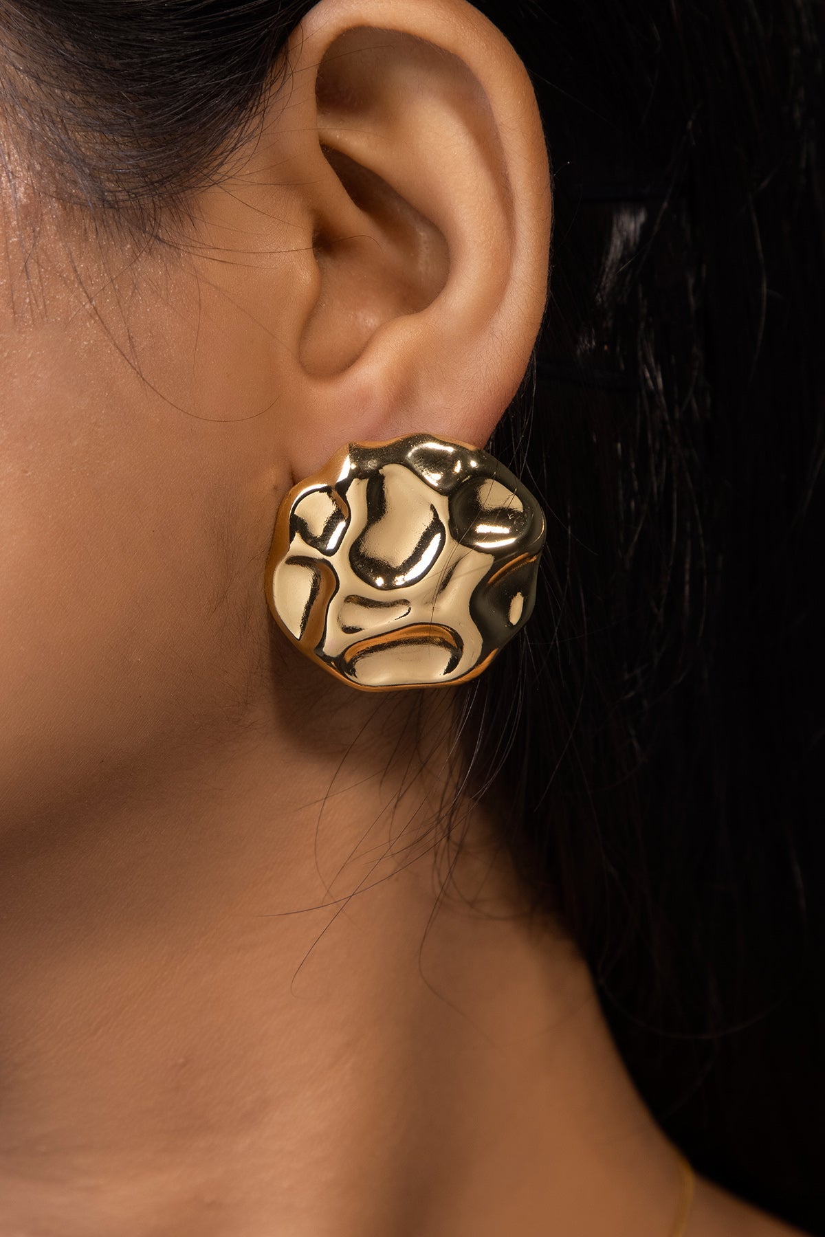 Buy Gold Round Copper Stud Earrings by Beauty Spot Jewellery for Women online at ScrollnShops