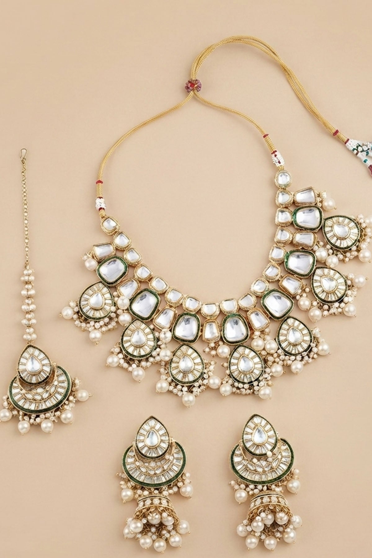 Gold Ruby Stone Jewellery Set