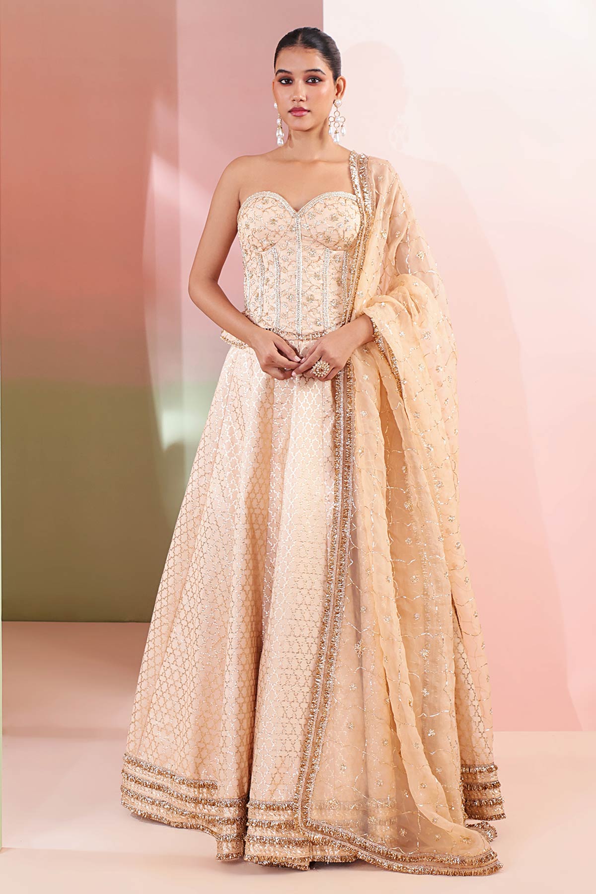 Buy Gold Sequin & Dabka Lehenga Set Set for women by Priyanka Jain online available at scrollnshops