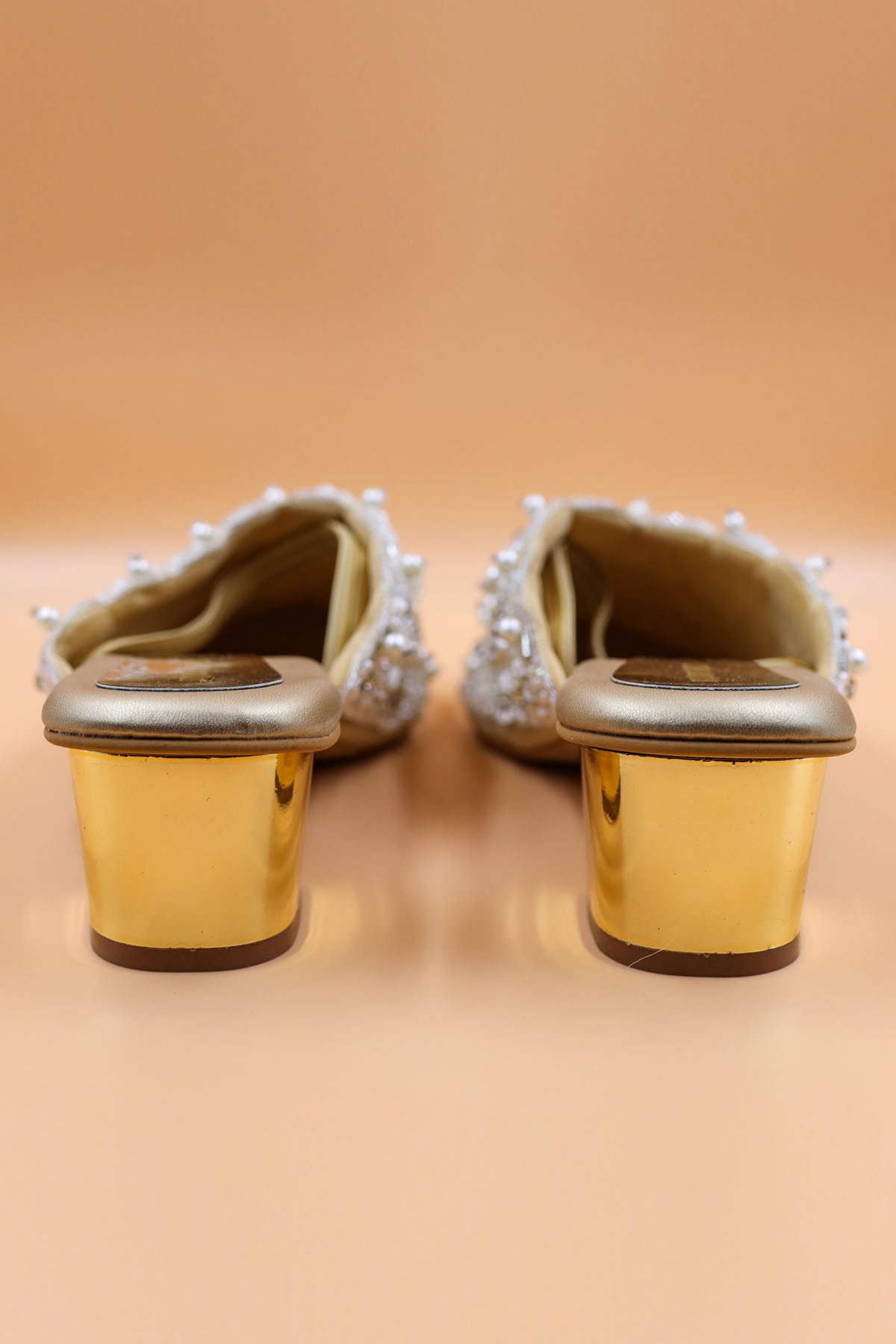 Gold Sequins Embroidered Mules