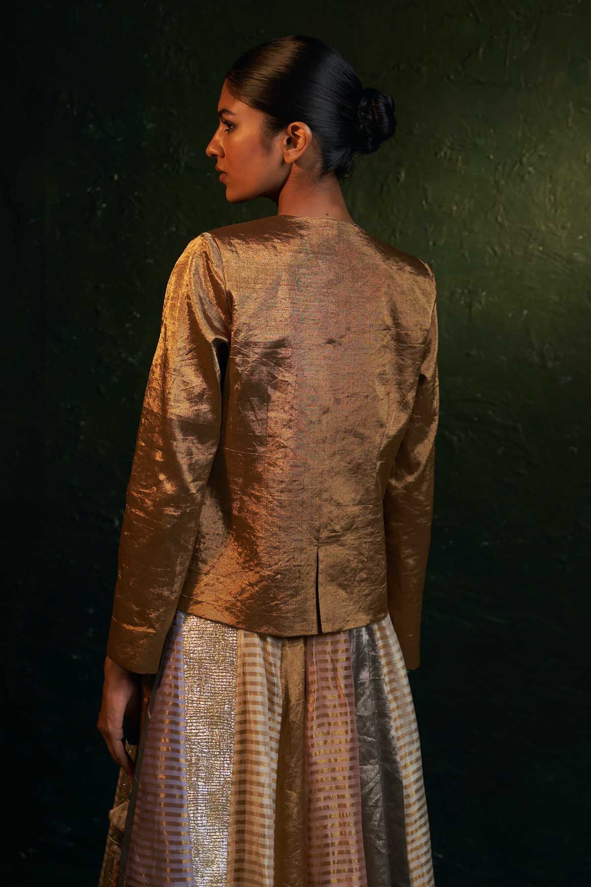 Gold Silk Tissue Pocket Blazer