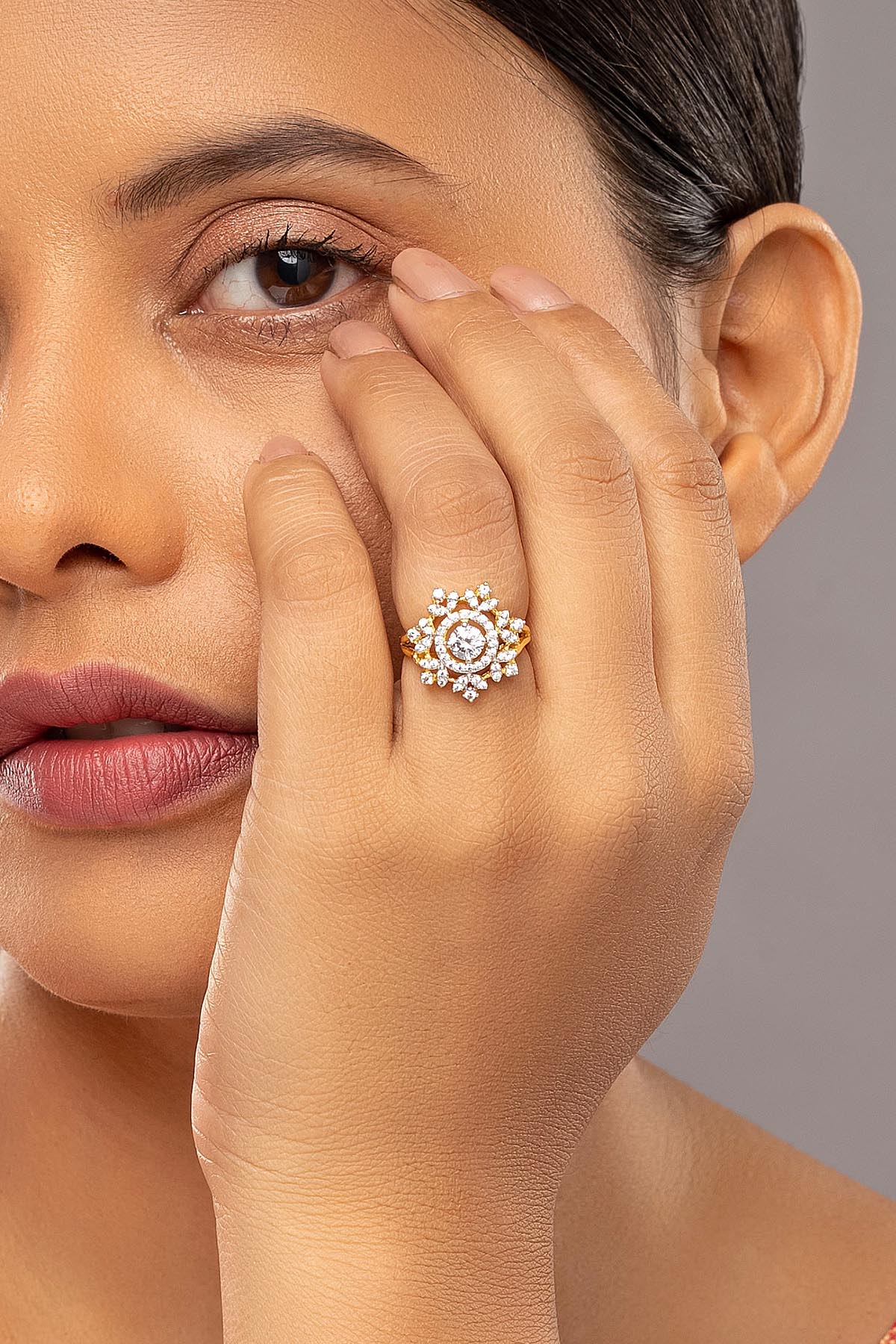 Buy Gold & Silver Floral Shape Ring for women by Sica online available at scrollnshops
