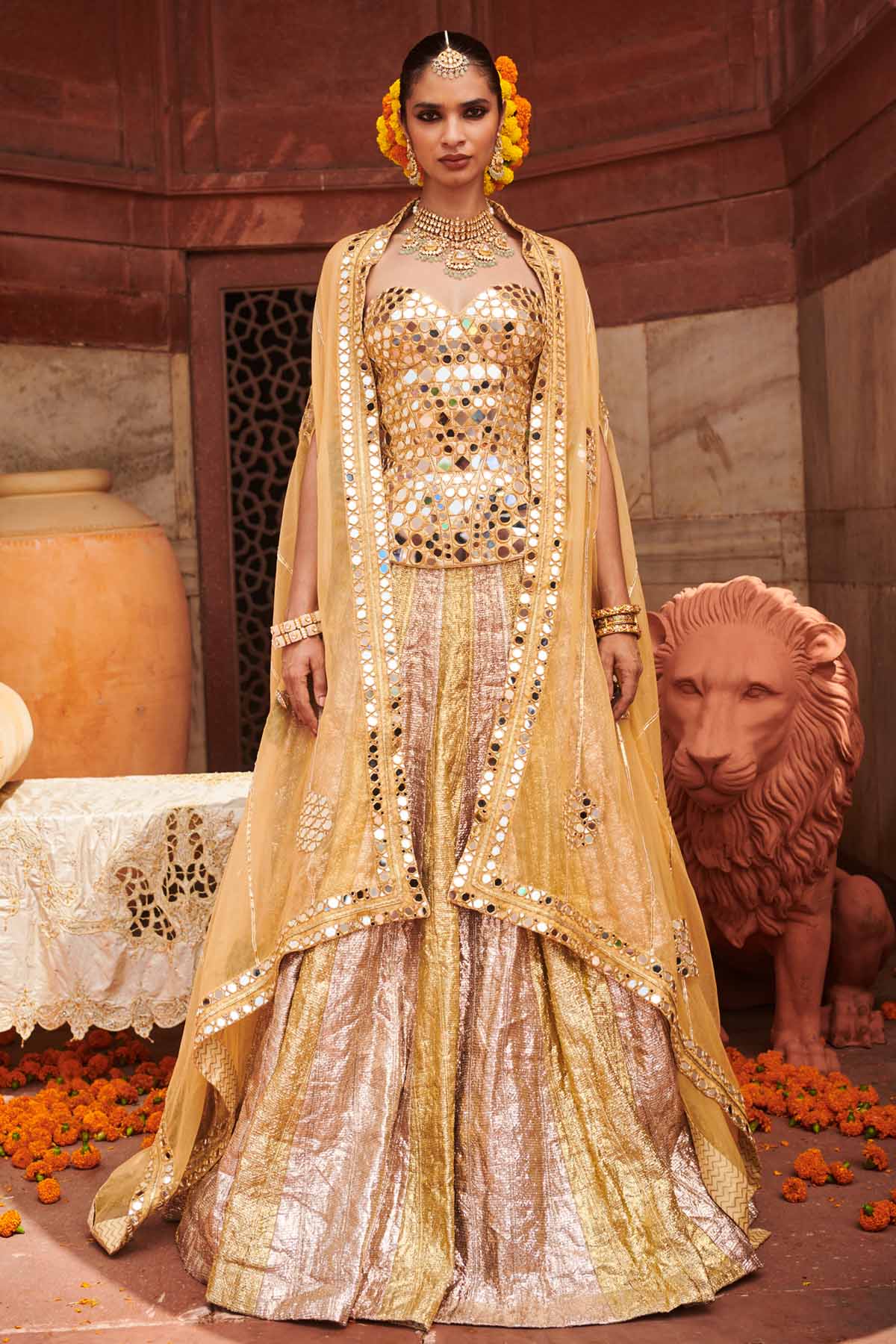 ITRH Gold & Silver Lampi Lehenga Set for women online at ScrollnShops