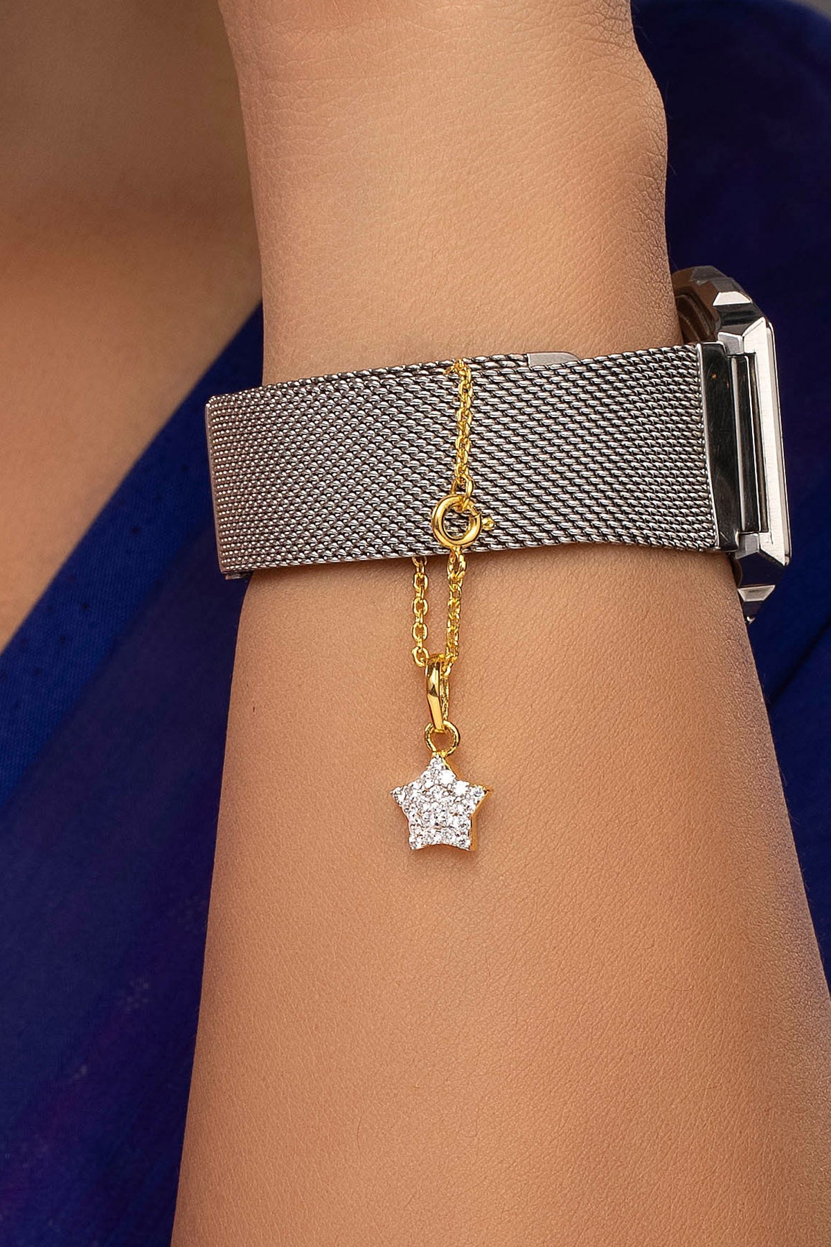 Buy Gold & Silver Star Watch Charm for women by Sica online available at scrollnshops