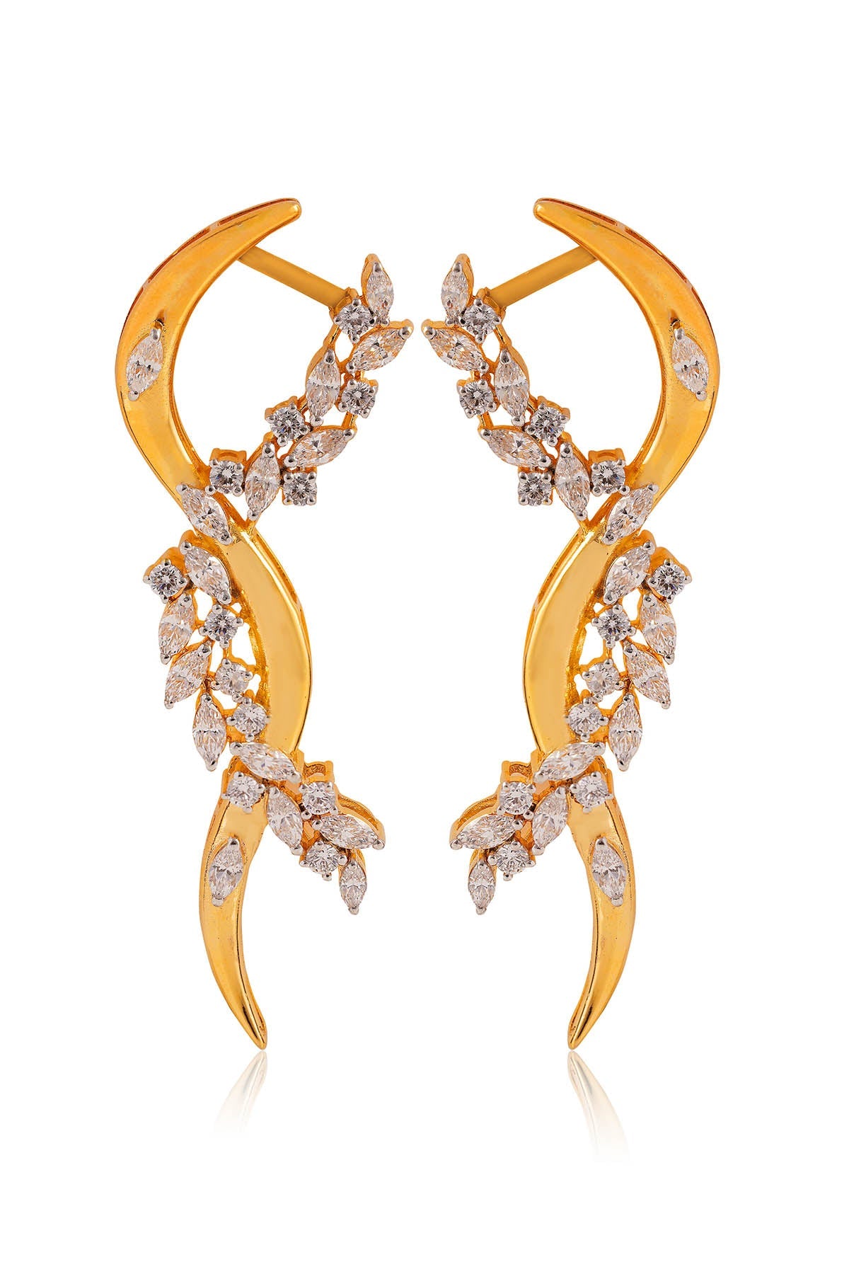 Buy Gold Slither Shine Earrings by Prata for women online at ScrollnShops