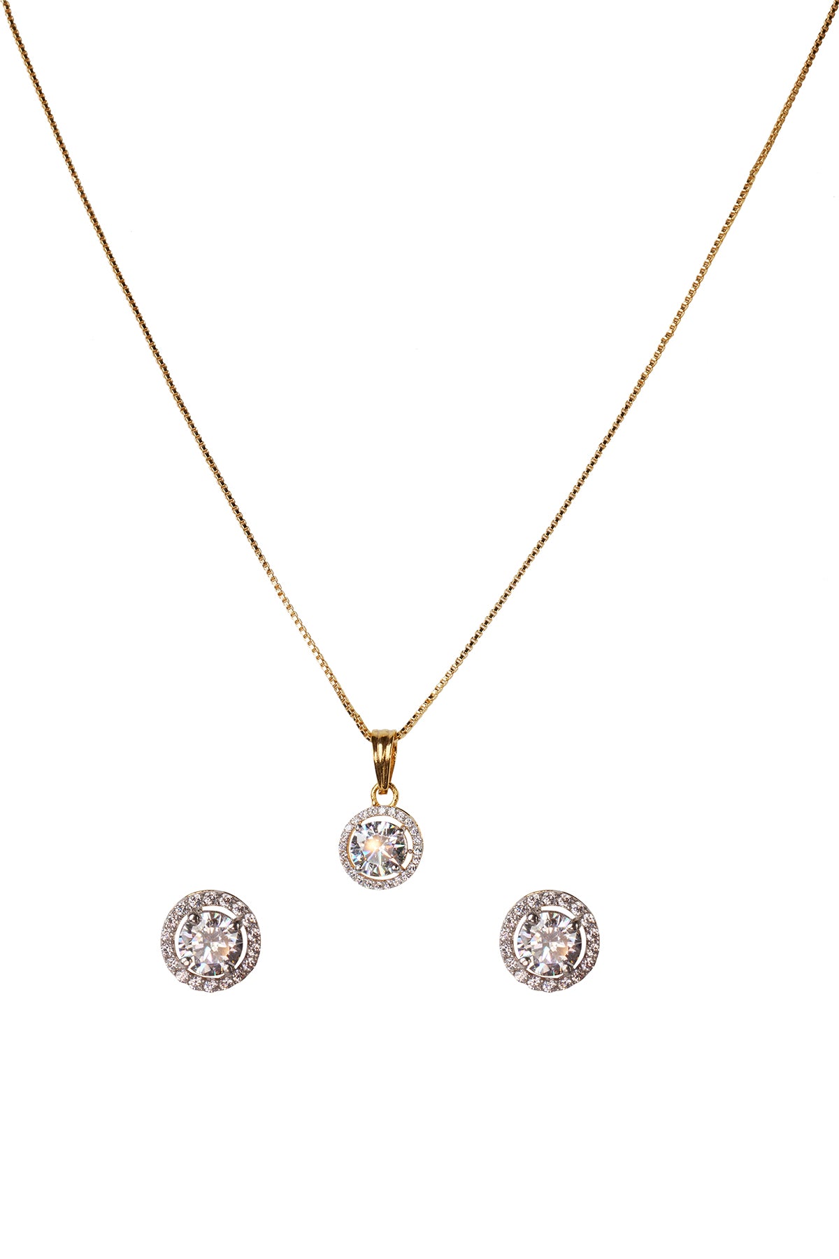 Gold Solitaire Necklace Set
