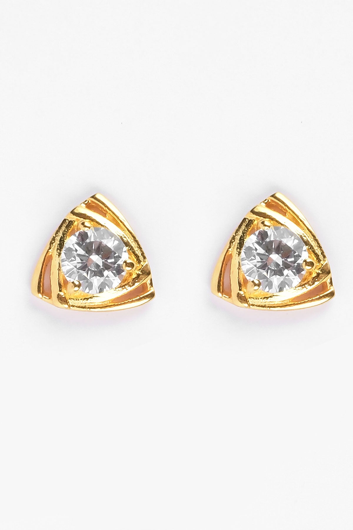 Gold Solitaire Triangle Studs