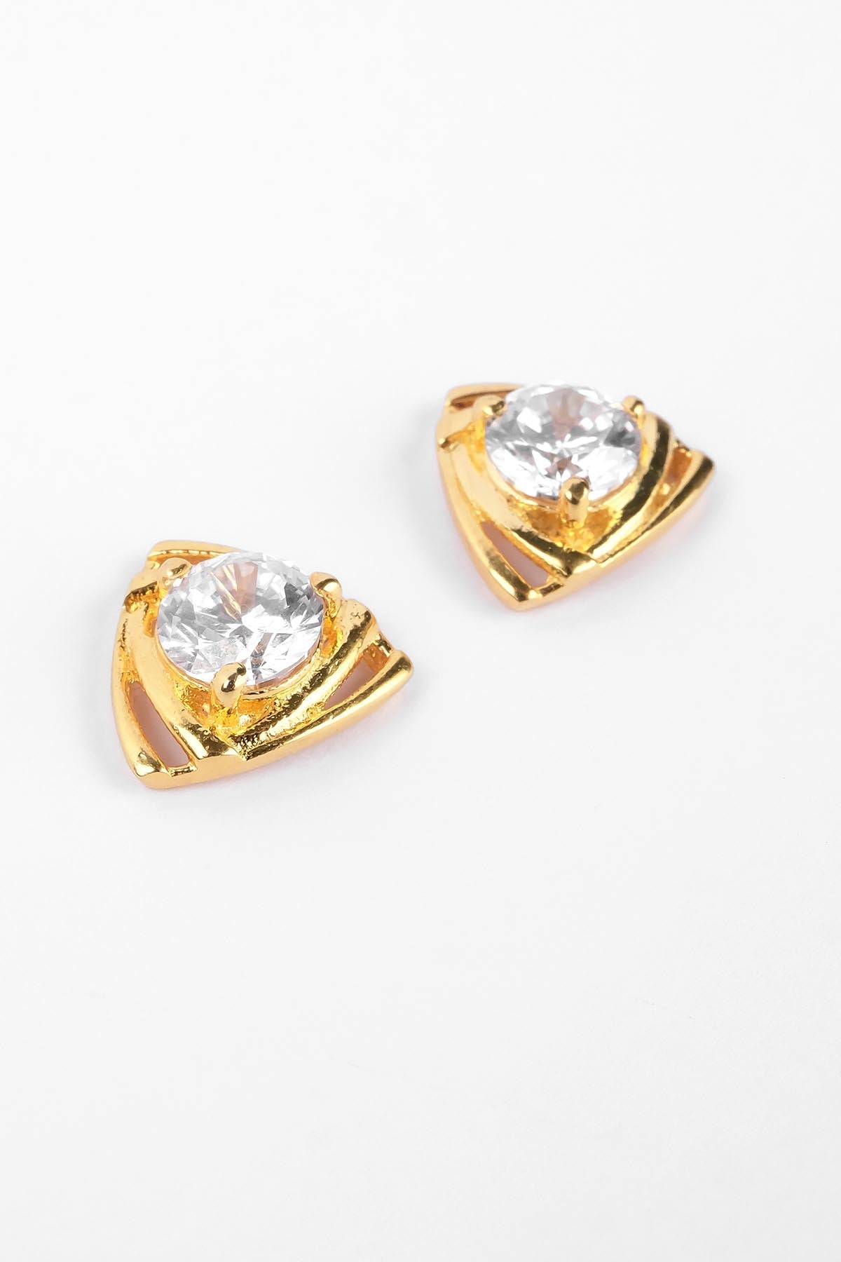Gold Solitaire Triangle Studs