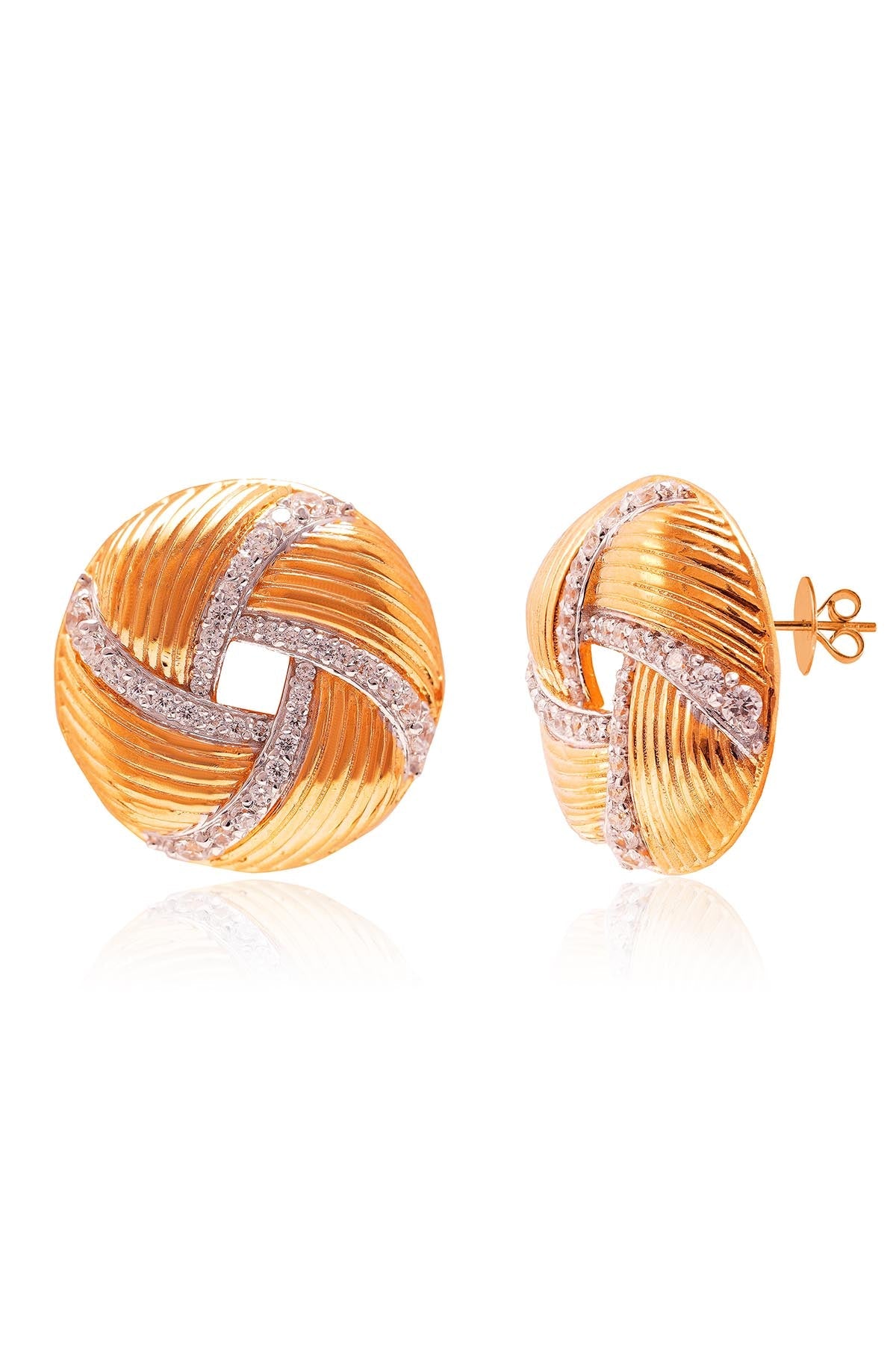 Buy Gold Spiralis Textured Studs by Prata for women online at ScrollnShops