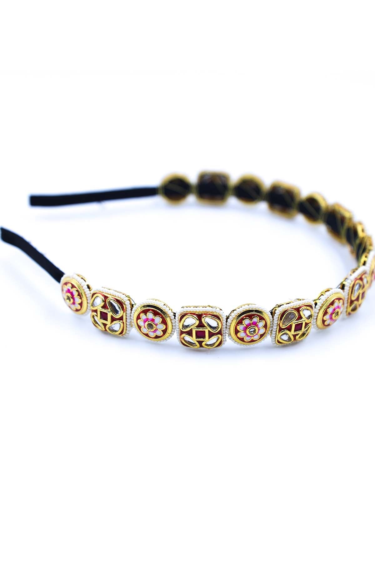 Buy Gold Square Embellished Hairband by Foot Fuel for women online at ScrollnShops