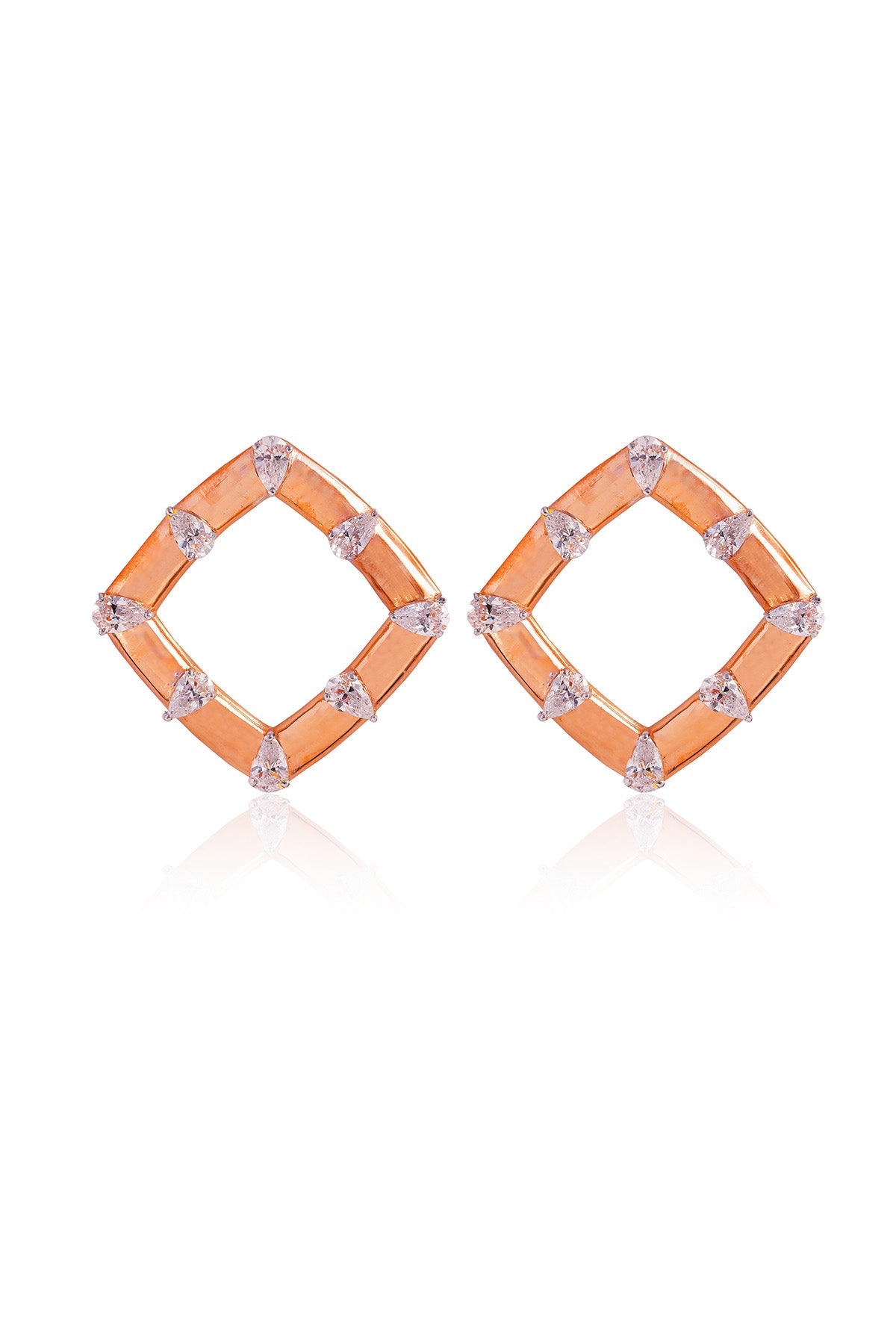 Buy Gold Stone Square Nova Studs by Prata for women online at ScrollnShops