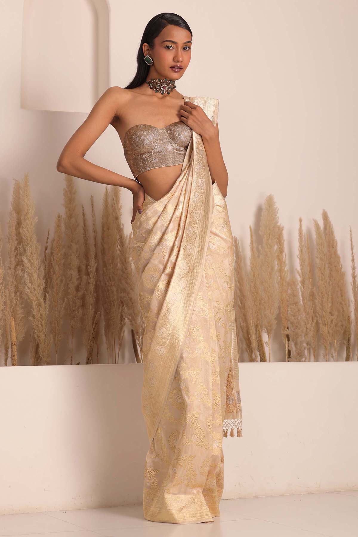 Gold Stones Embellished Saree