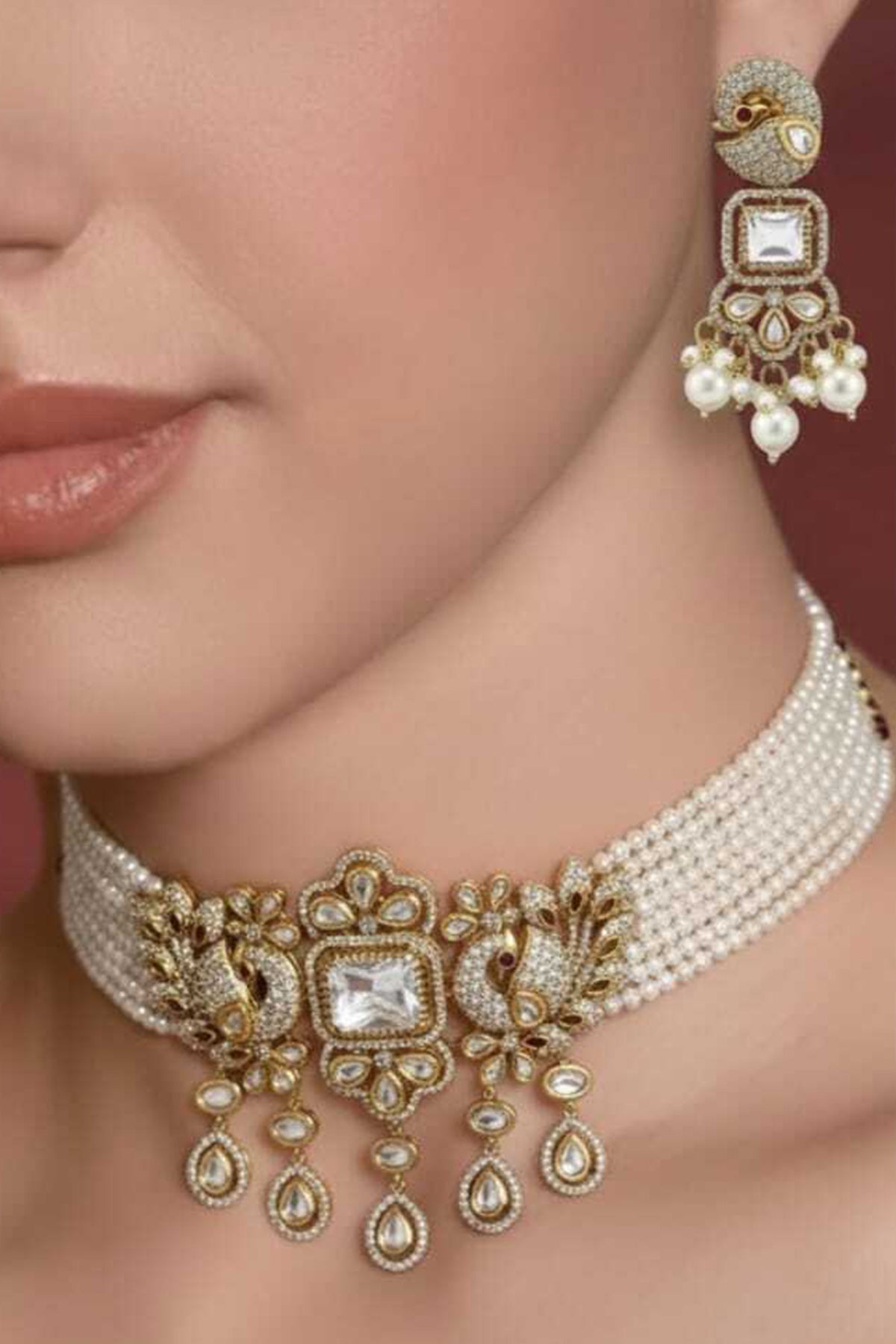 Buy Gold Swan Pearl Jewellery Set for women by Beauty Spot Jewellery online available at scrollnshops