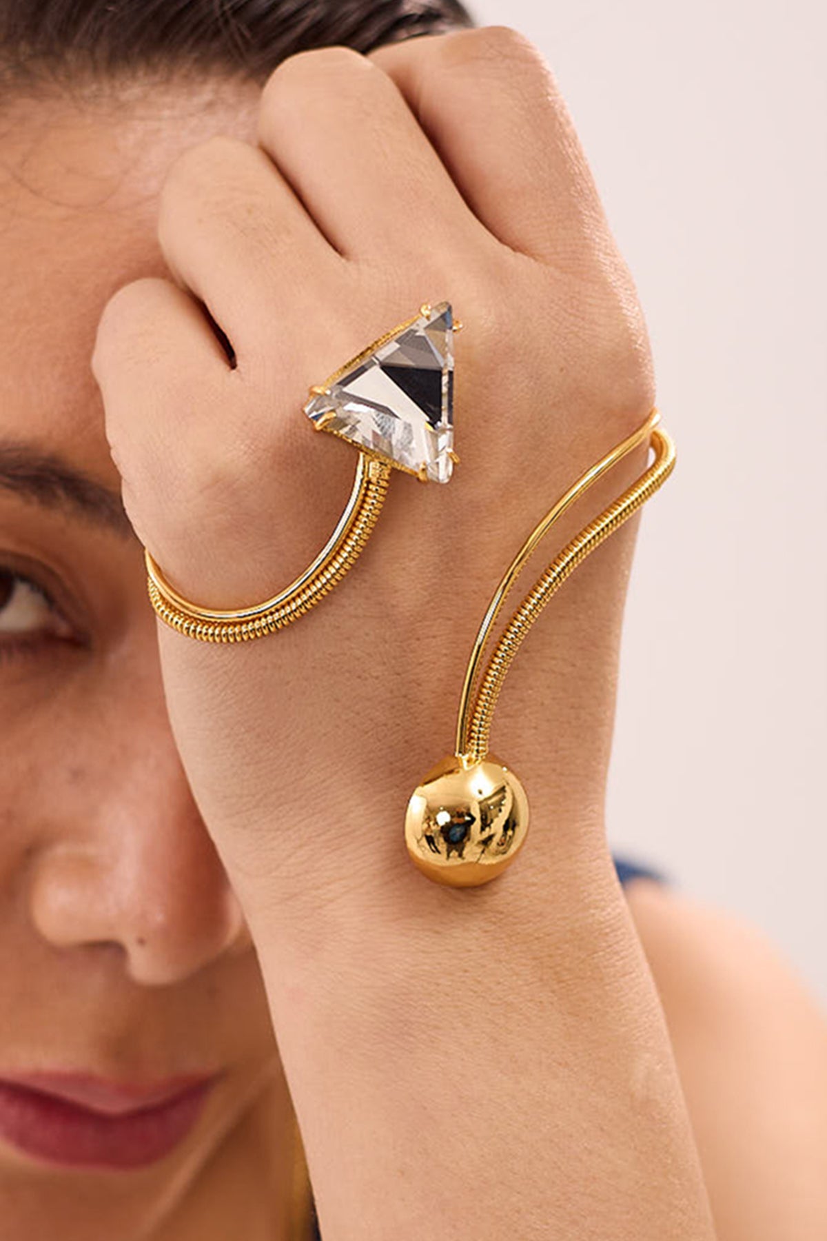 Gold Swarovski Crystal Palm Cuff