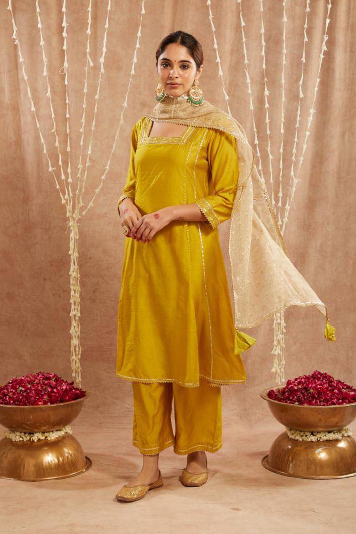 Buy Gold Tassel Detail Drape Dupatta by Nero for women online at ScrollnShops