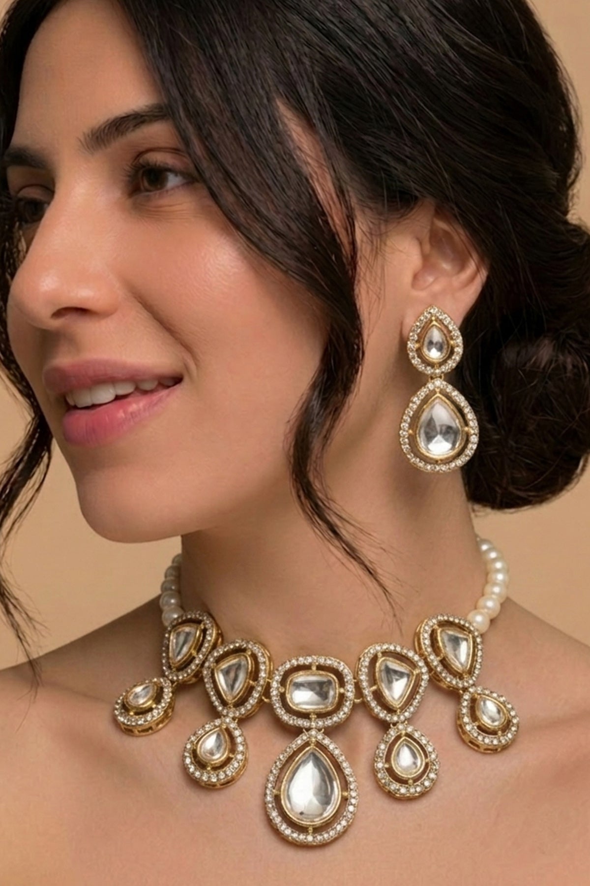 Buy Gold Tear Drop Jewellery Set for women by Inko & Co online available at scrollnshops