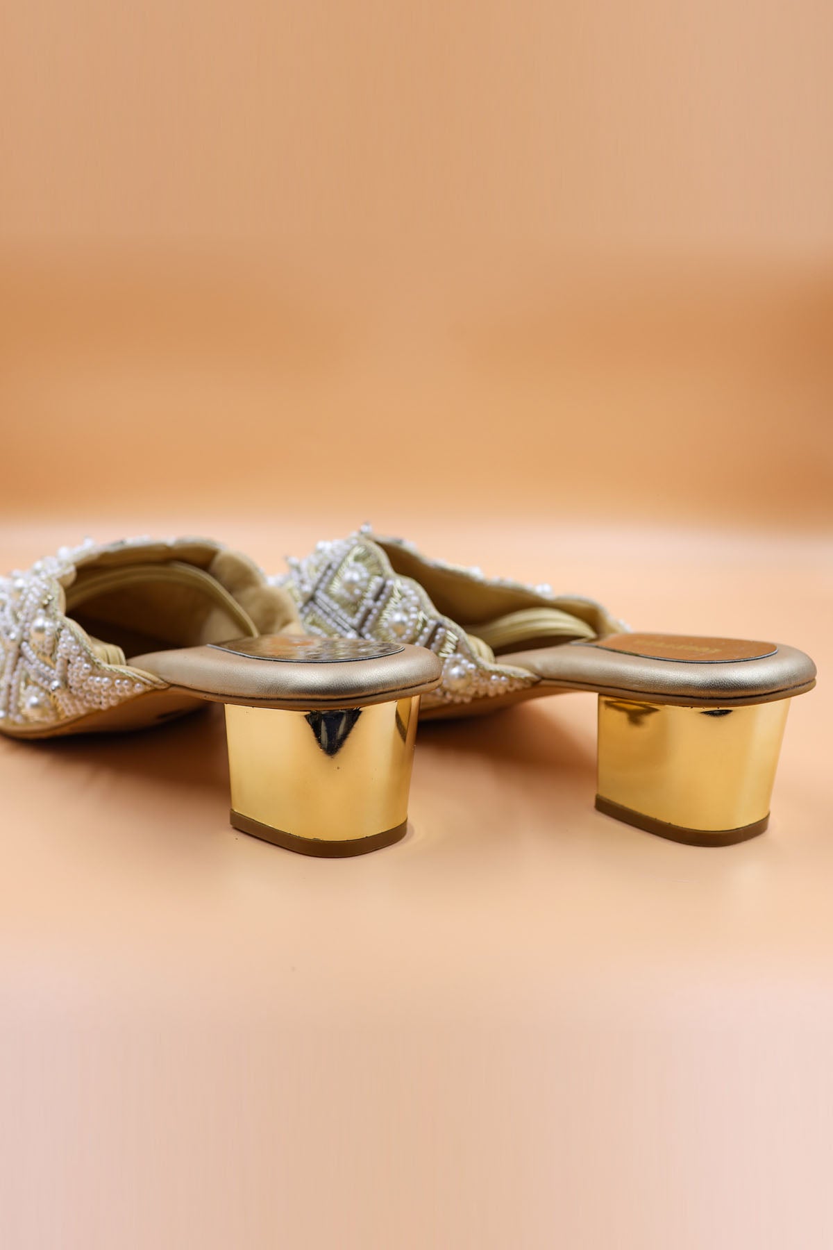 Gold Thread Embellished Mules