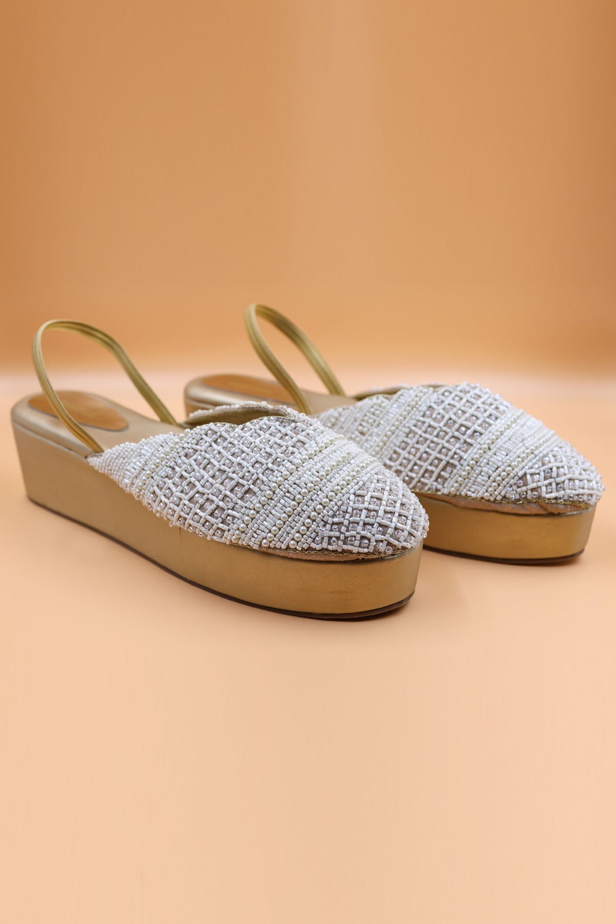 Foot Fuel Gold Thread Embellished Wedges for accessories online at ScrollnShops