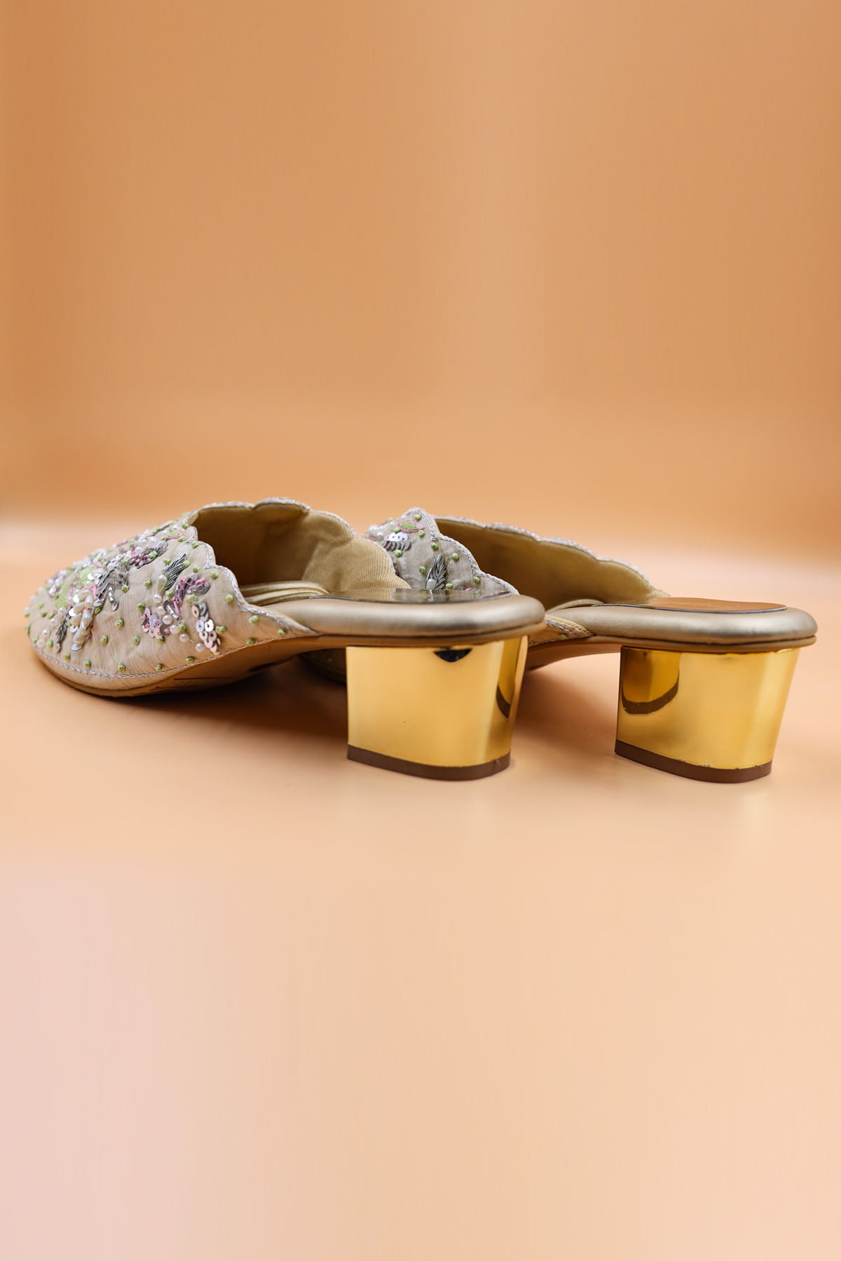 Gold Thread Embroidered Mules