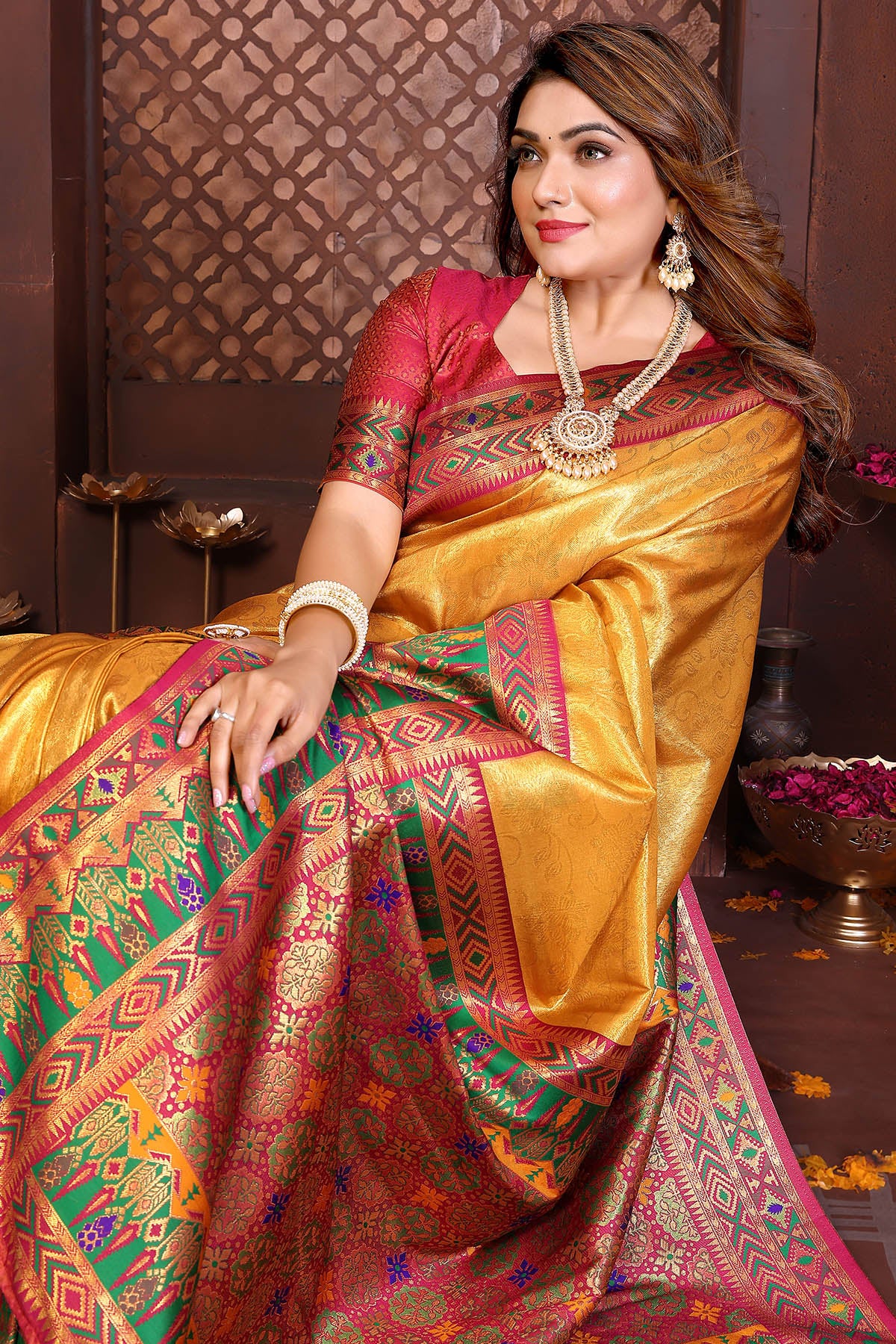 Gold Tissue Silk Fancy Saree