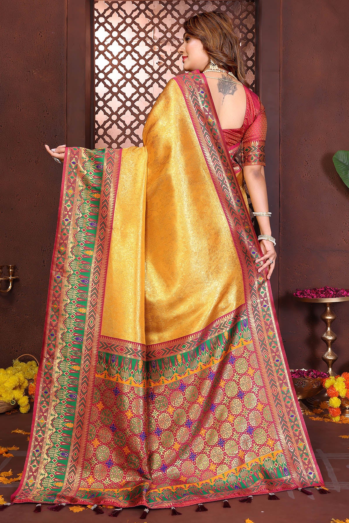 Gold Tissue Silk Fancy Saree