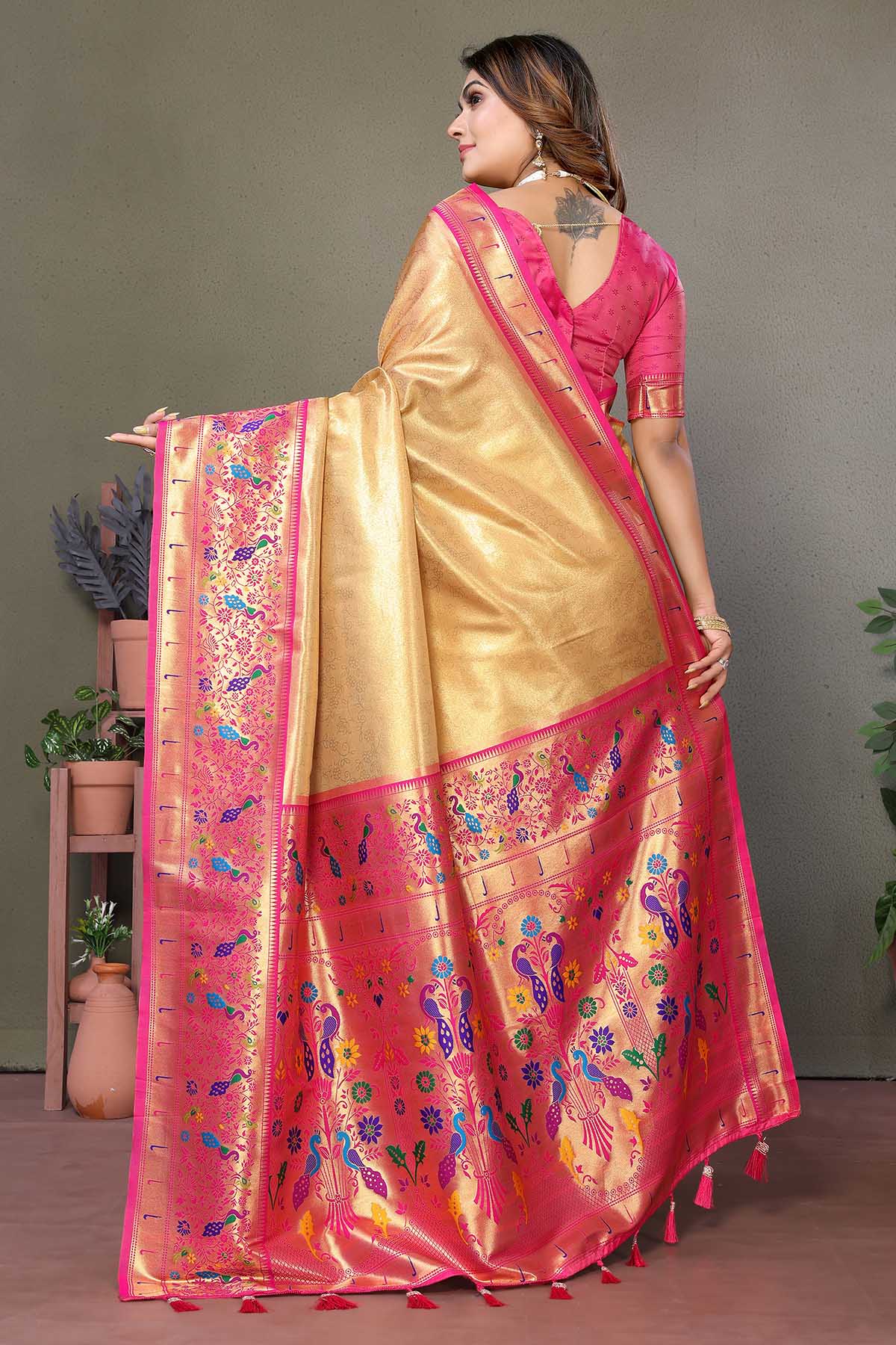 Gold Tissue Woven Fancy Saree