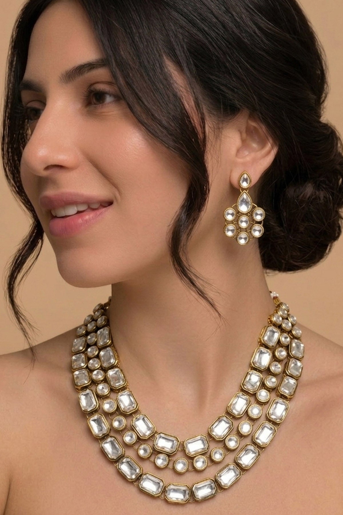 Buy Gold Tone Crystal Jewellery Set for women by Inko & Co online available at scrollnshops