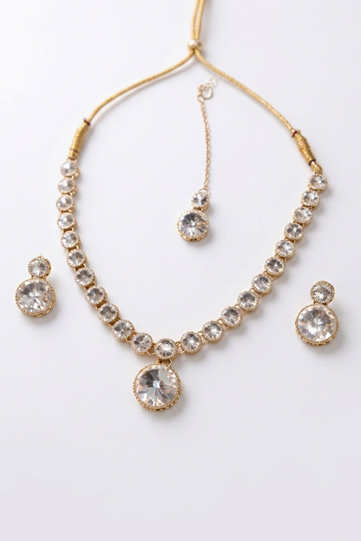 Gold Tone Crystal Necklace Set
