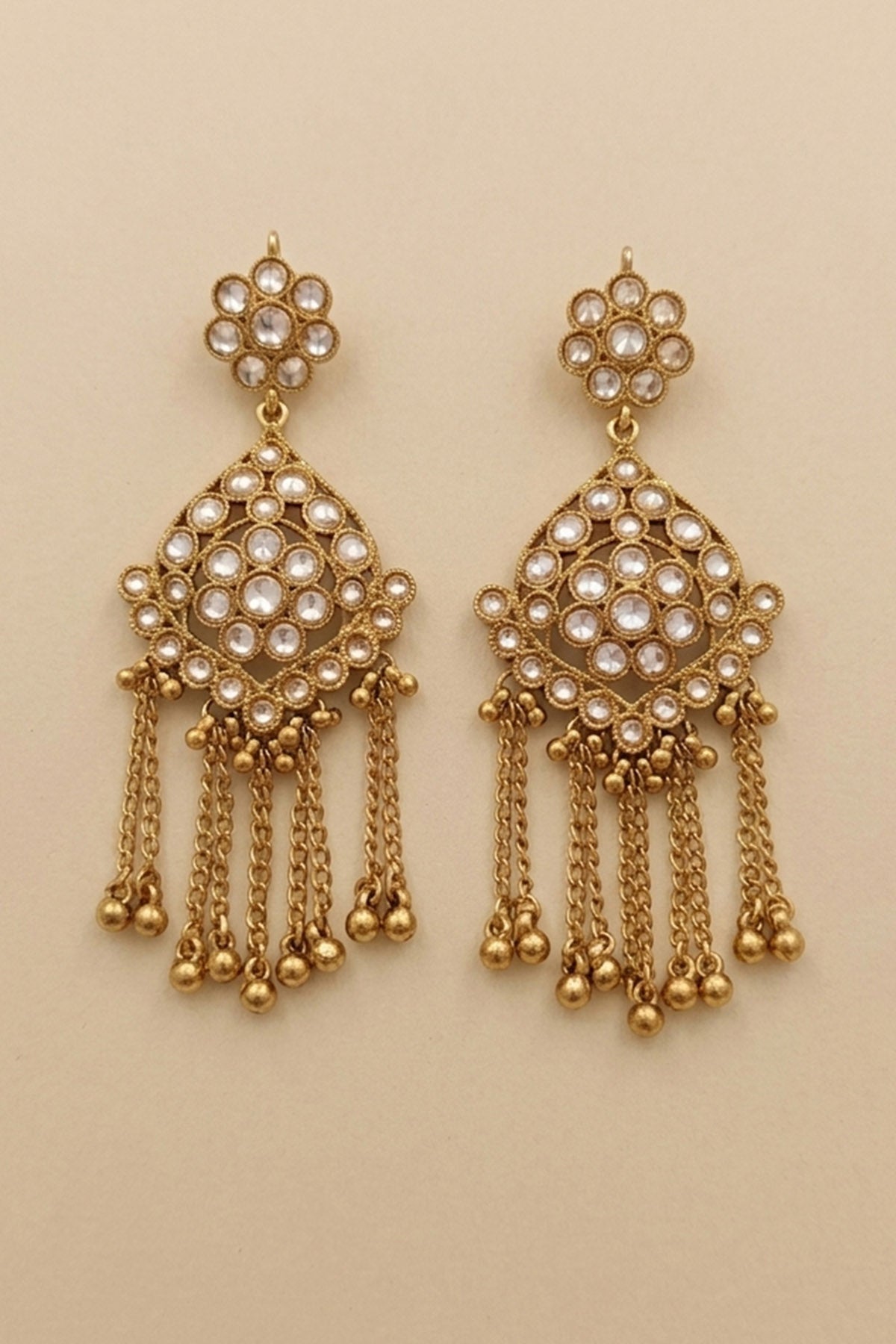 Gold Tone Pearl Dangler Earring