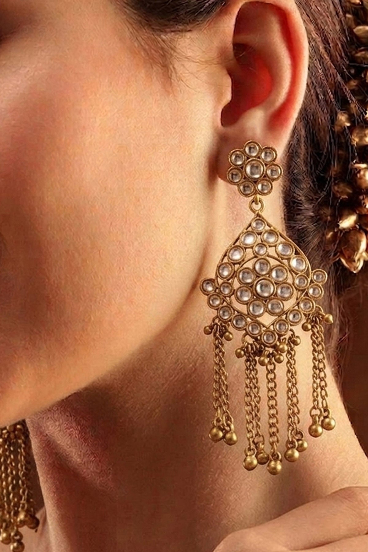 Buy Gold Tone Pearl Dangler Earring for women by Inko & Co online available at scrollnshops