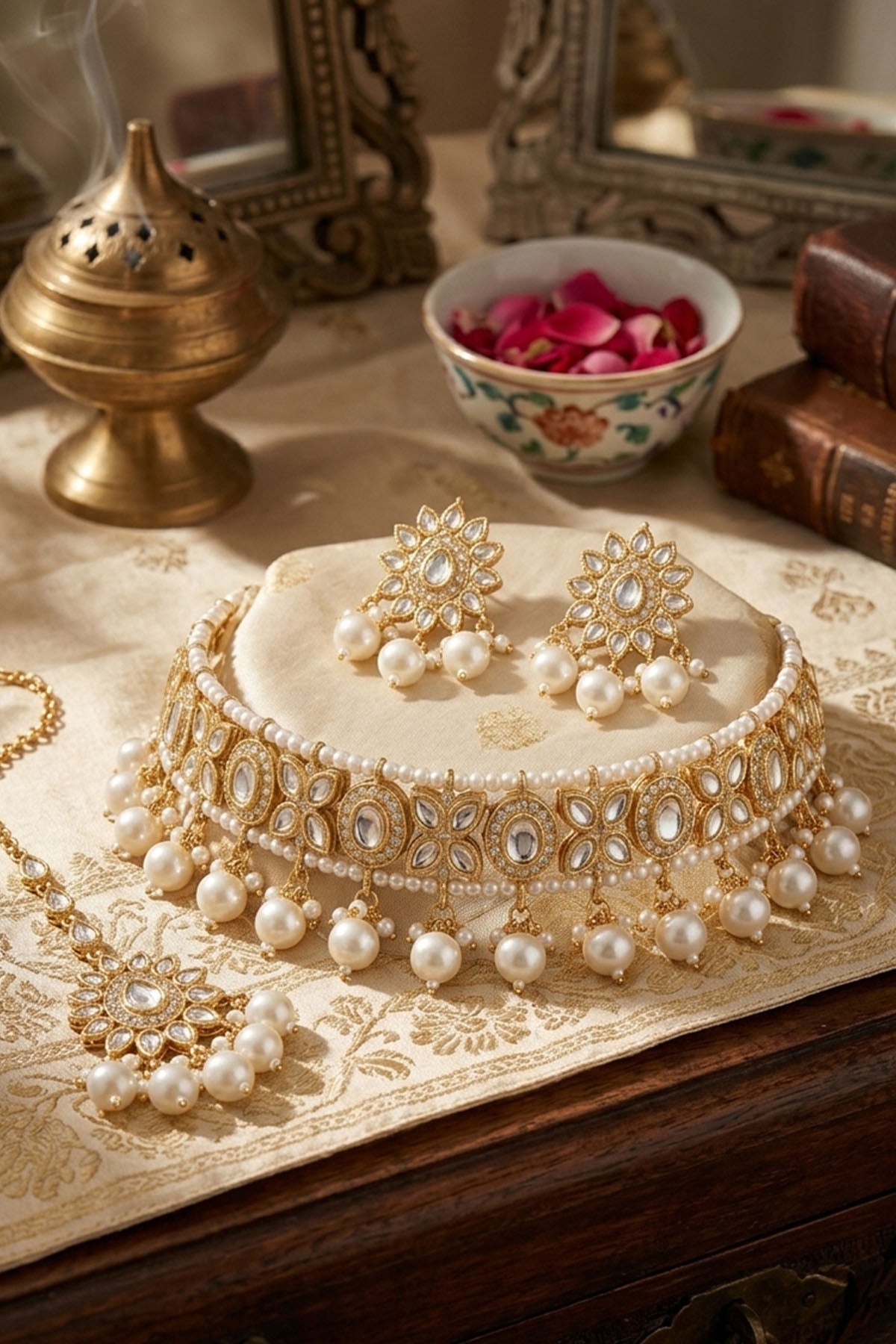 Buy Gold Toned Bridal Jewellery Set for women by Inko & Co online available at scrollnshops