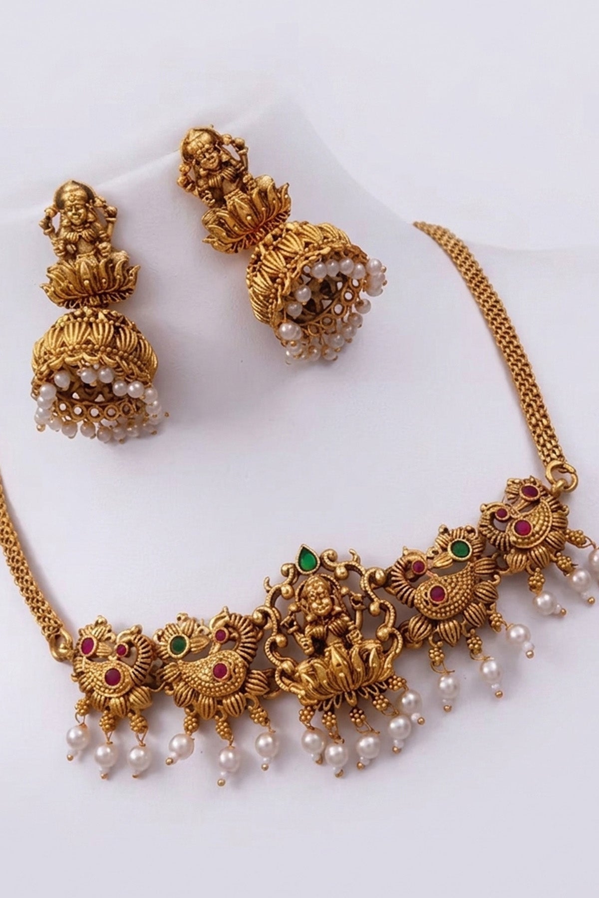 Gold Toned Pearl Jewellery Set
