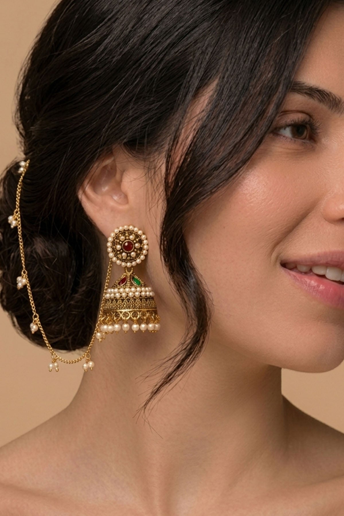 Buy Gold Toned Pearl Jhumka Earring for women by Inko & Co online available at scrollnshops