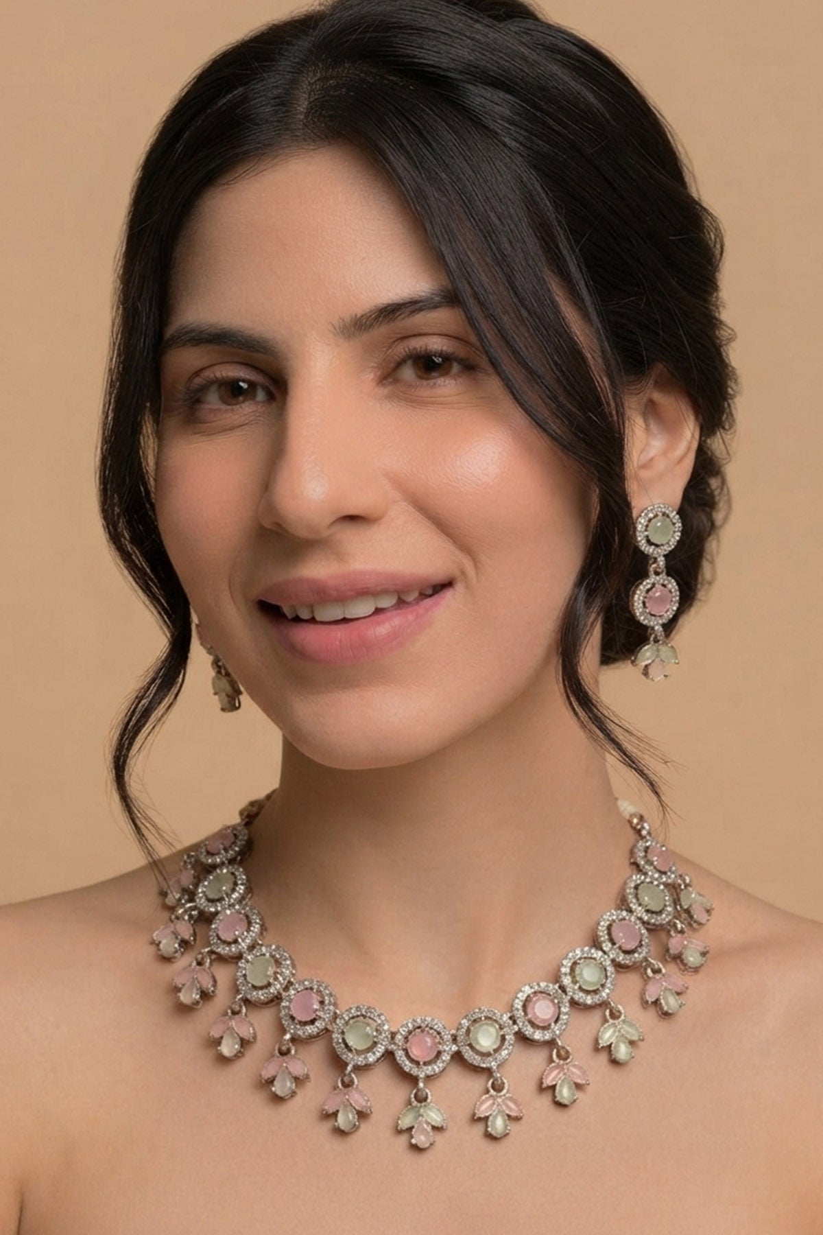 Buy Gold Toned Pink Jewellery Set for women by Inko & Co online available at scrollnshops