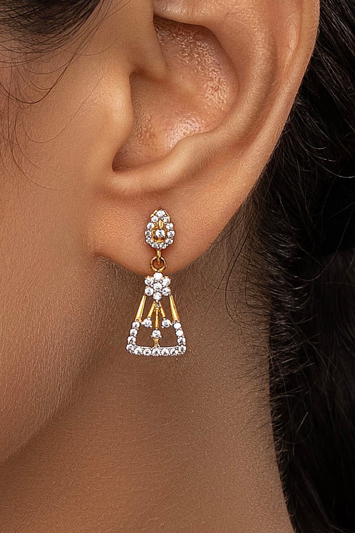 Buy Gold Triangle Studs Earrings for women by Sica online available at scrollnshops