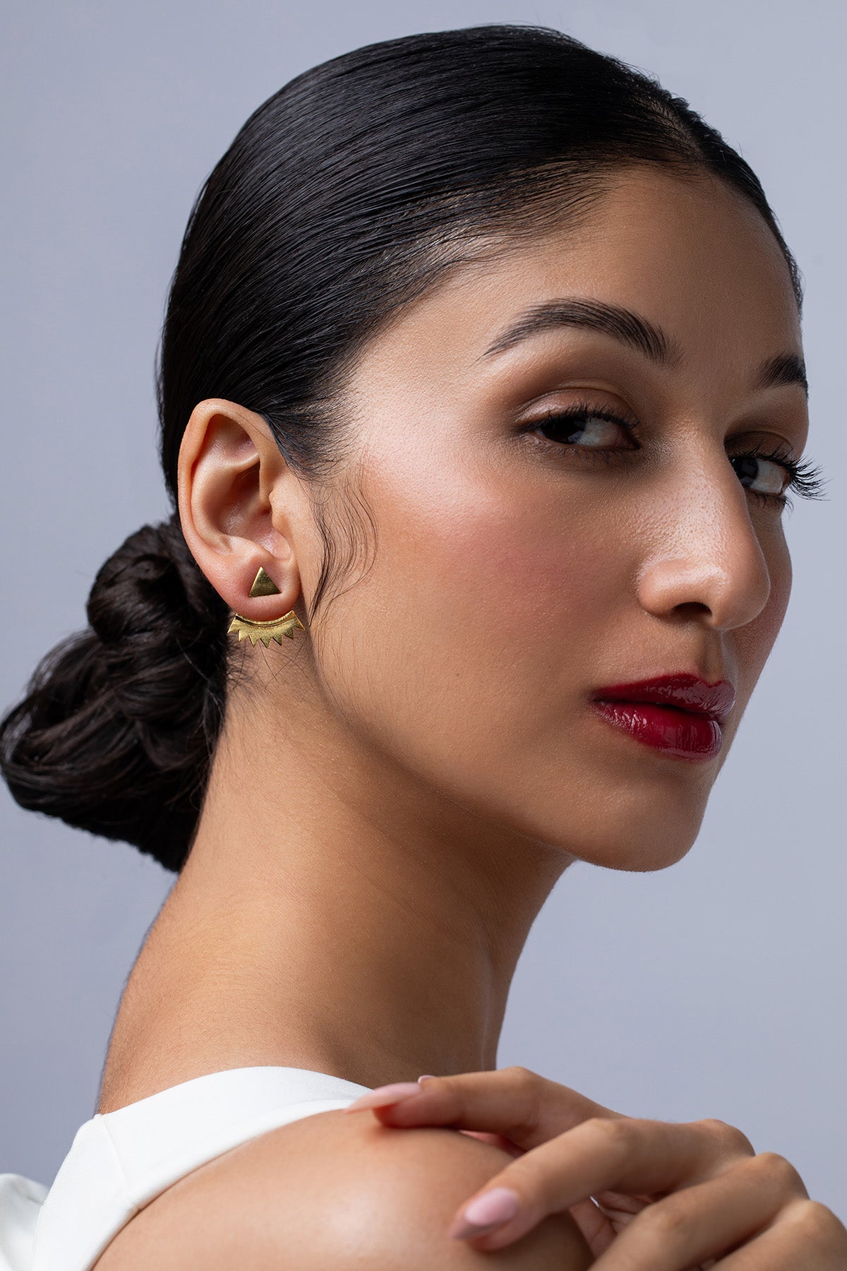 Buy Gold Triangular Jacket Earring for women by Ethnic Andaz online available at scrollnshops